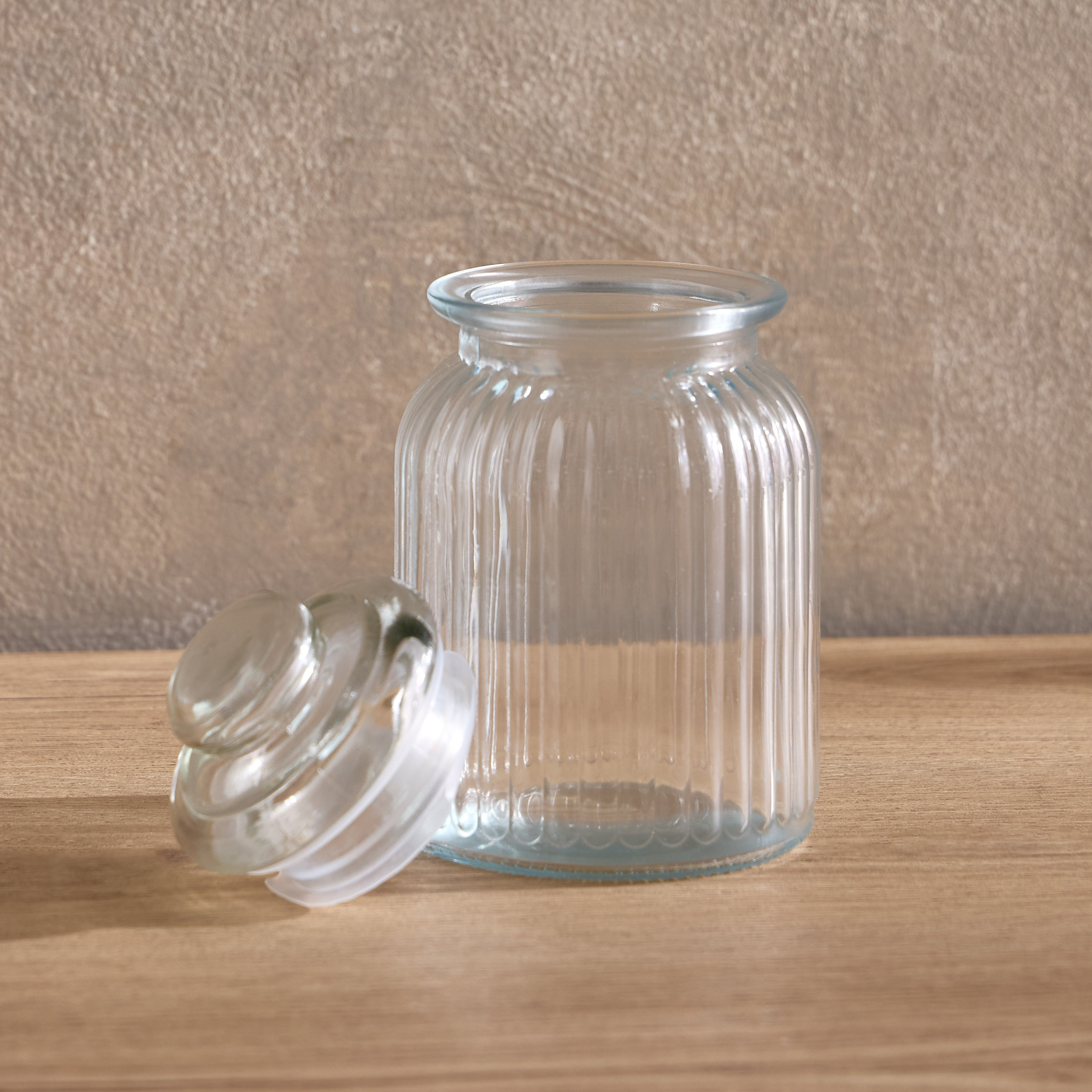 Essential Ribbed Glass Jar - 1 L-hbxhomeware-hbxkitchen-image-2