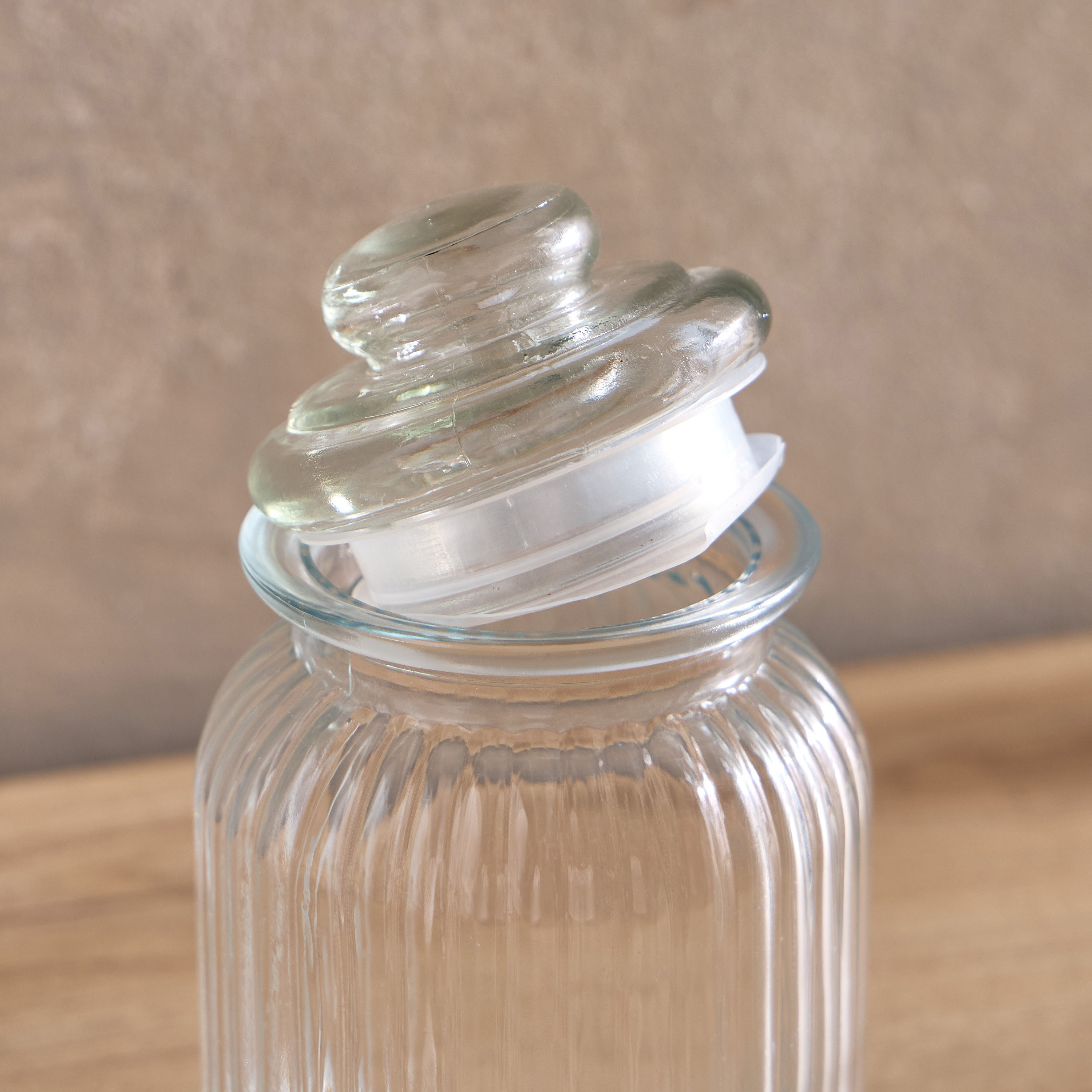 Essential Ribbed Glass Jar - 1 L-hbxhomeware-hbxkitchen-image-3