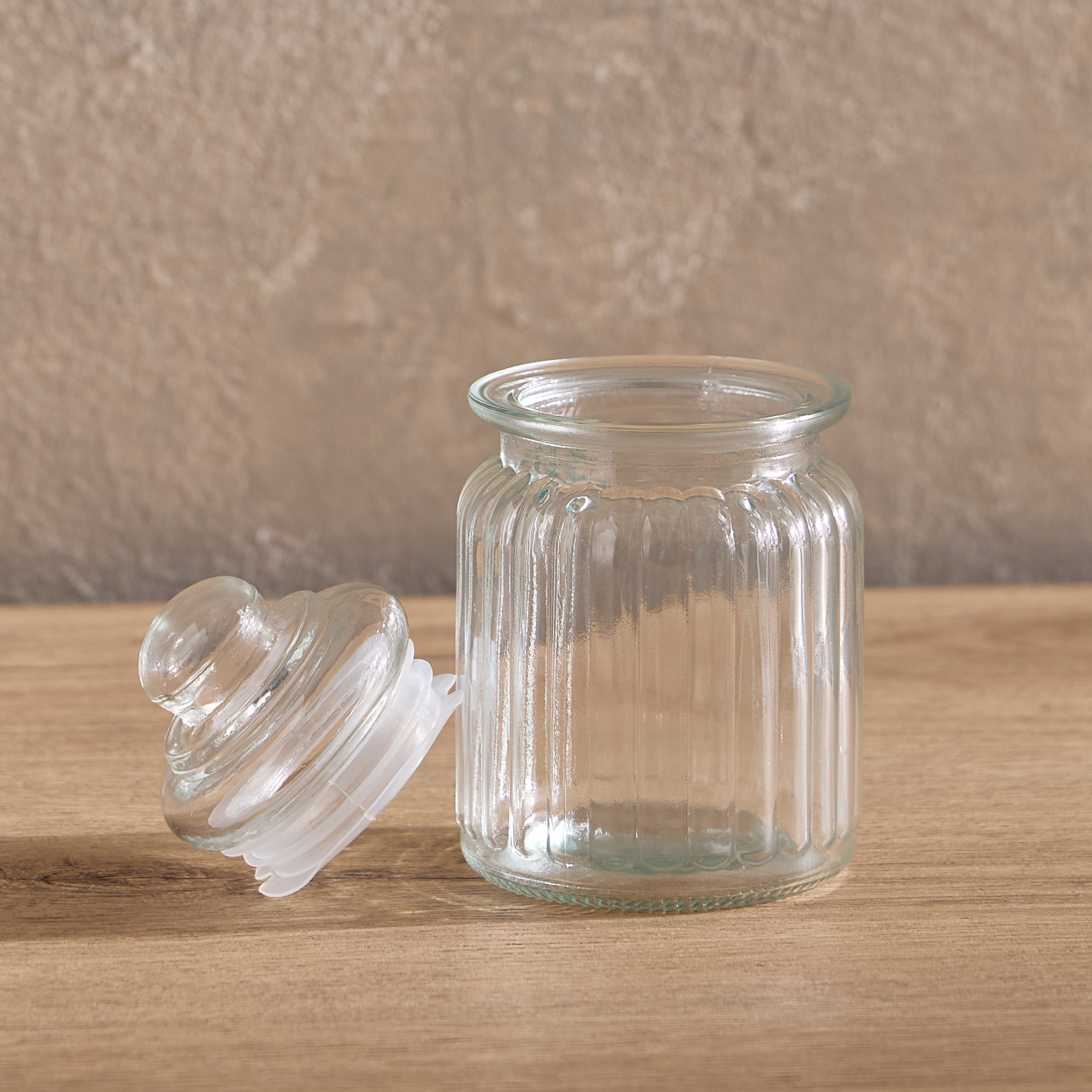 Essential Glass Ribbed Jar - 300 ml-hbxhomeware-hbxkitchen-image-2
