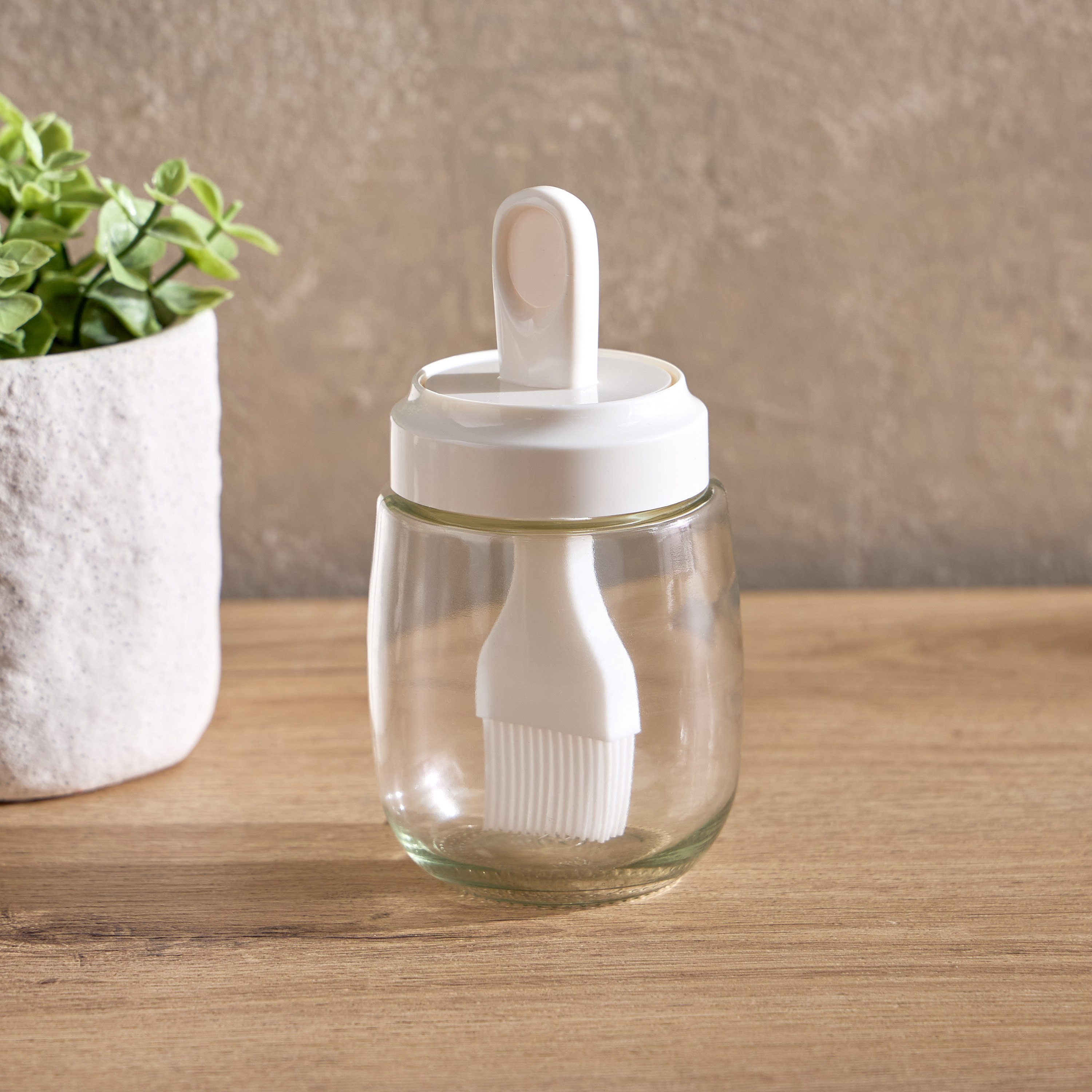 Essential Glass Jar with Silicone Brush - 290 ml-hbxkitchen-bakeware-image-1
