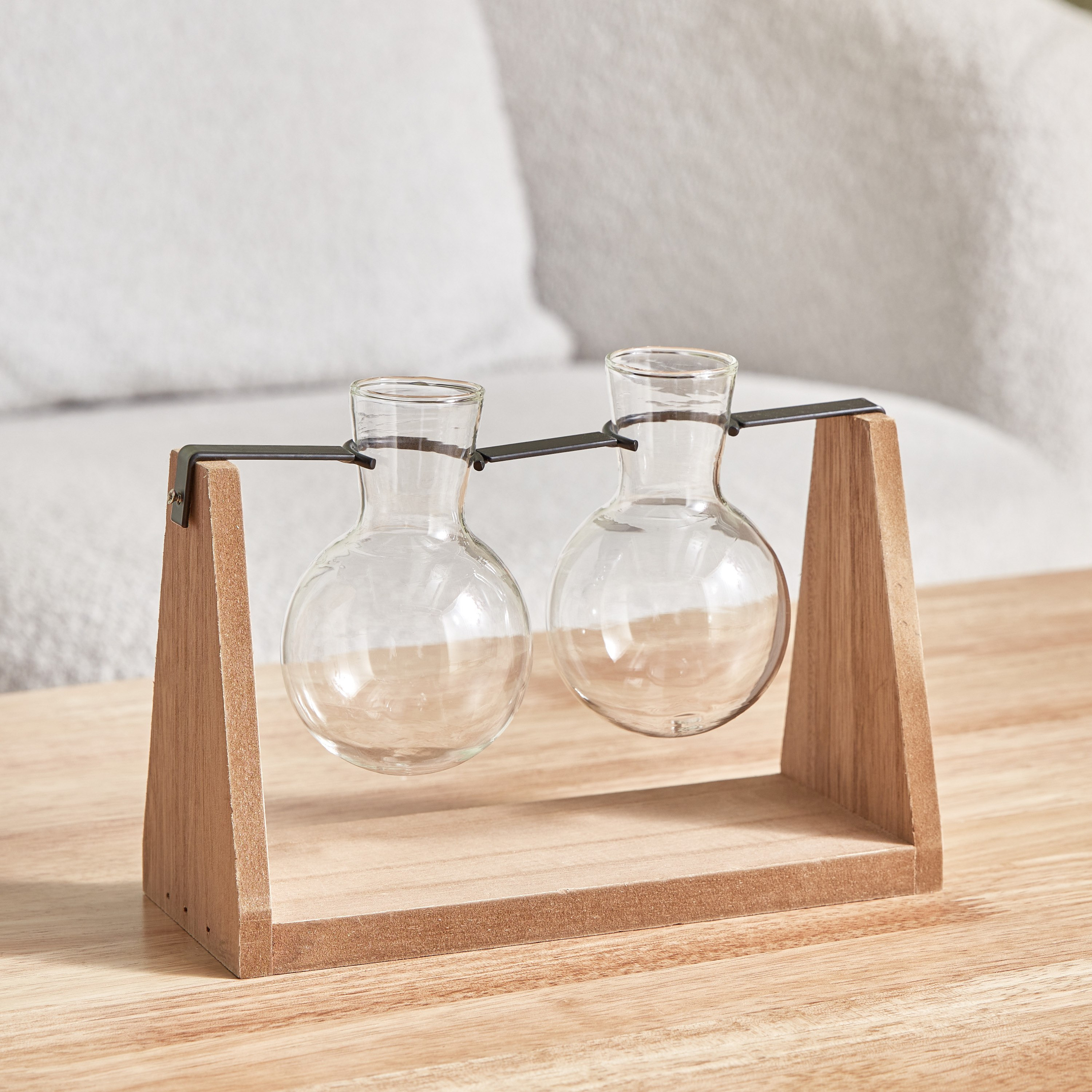Destan 2-Piece Bud Vase Set in Wooden Swing - 19x8x14 cm-hbxbedroom-decorandaccessories-vases-image-2
