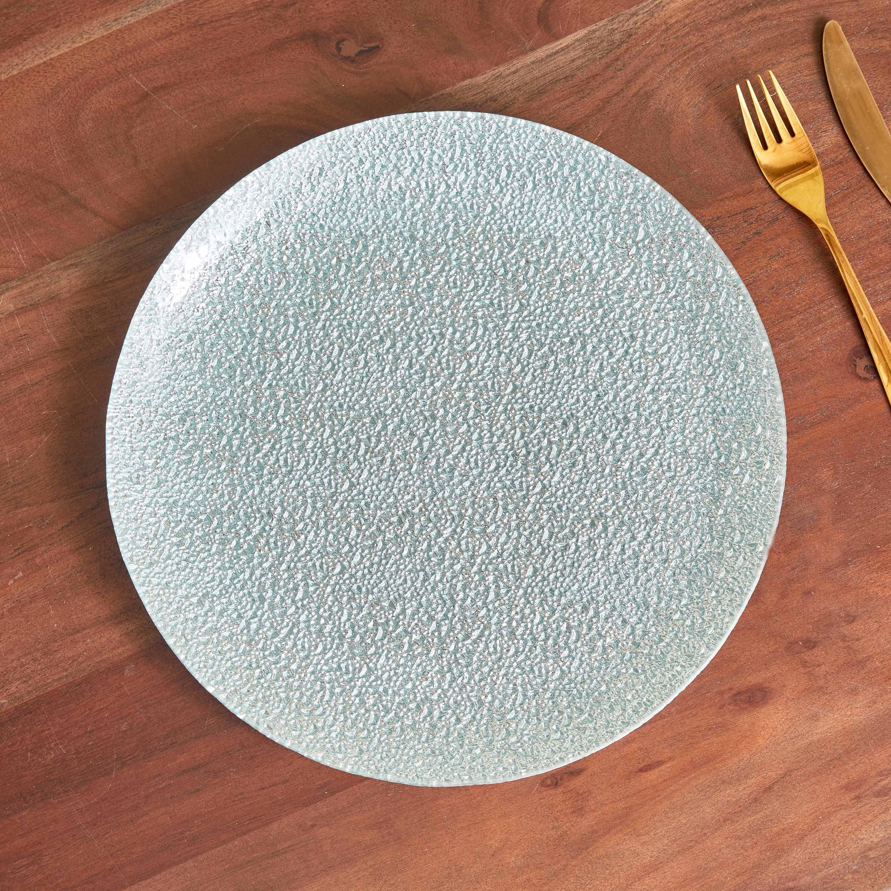 Destan Round Glass Textured Charger Plate - 33 cm-hbxhomeware-hbxdecorandfurnishings-image-2