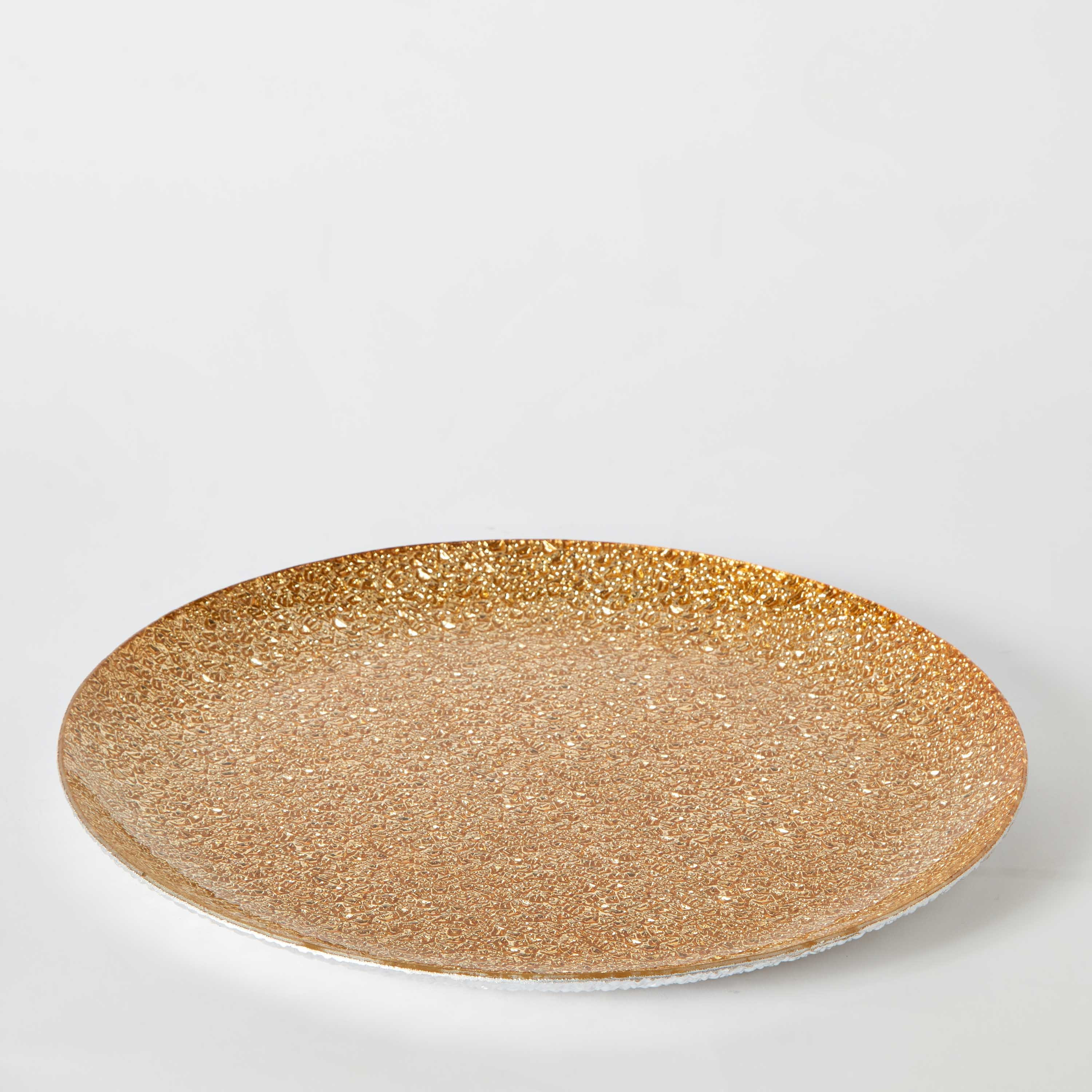 Destan Round Glass Textured Charger Plate - 33 cm-hbxhomeware-hbxdecorandfurnishings-image-4