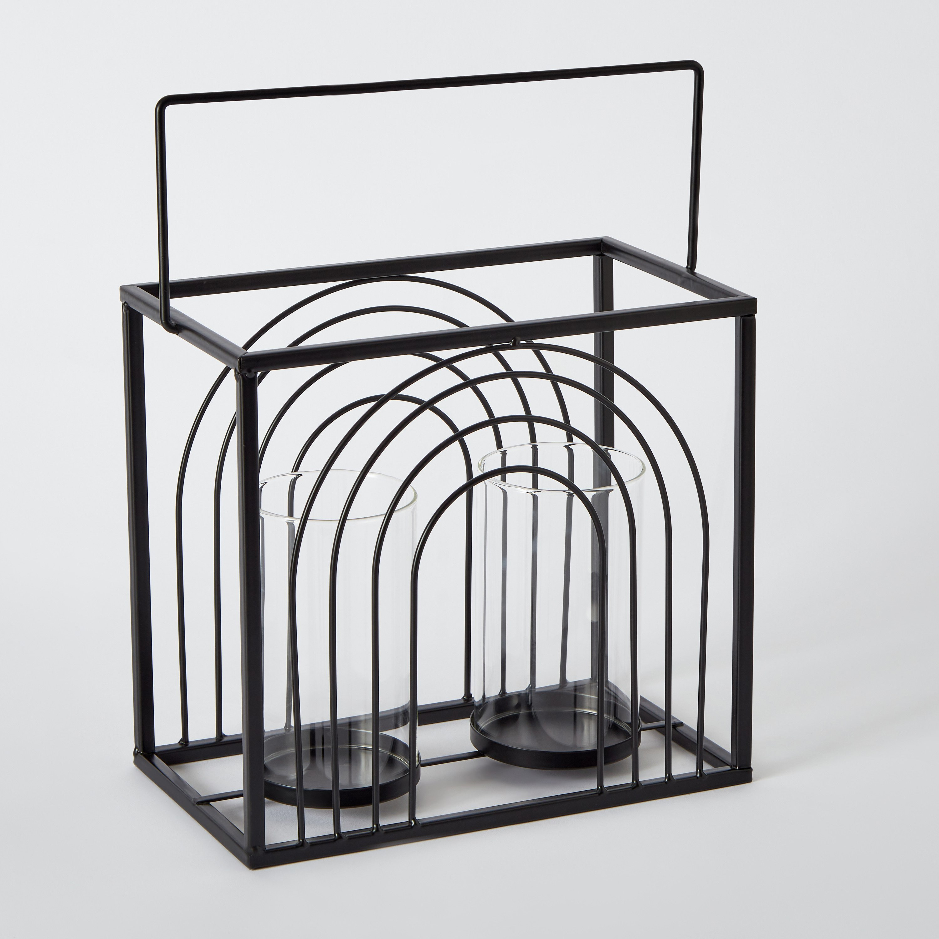 حامل شموع معدن مضلّع وزجاج فوتيف من ديستان - 27x15.5x24 سم-hbxlivingroom-decorandaccessories-candleholders-image-6