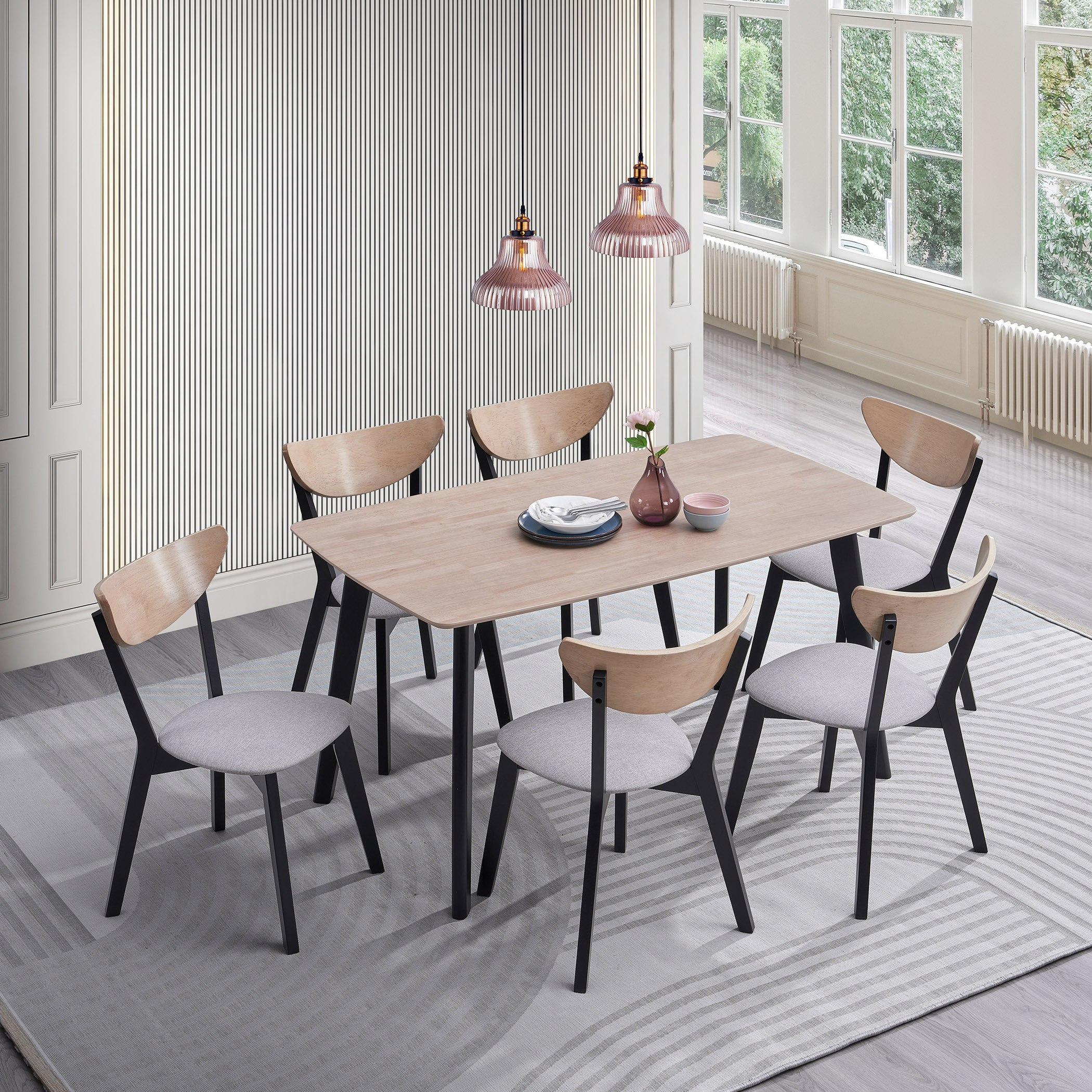 Cameroon 6-Seater Dining Set-hbxfurniture-diningtablesandsets-diningsets-sixseater-image-1