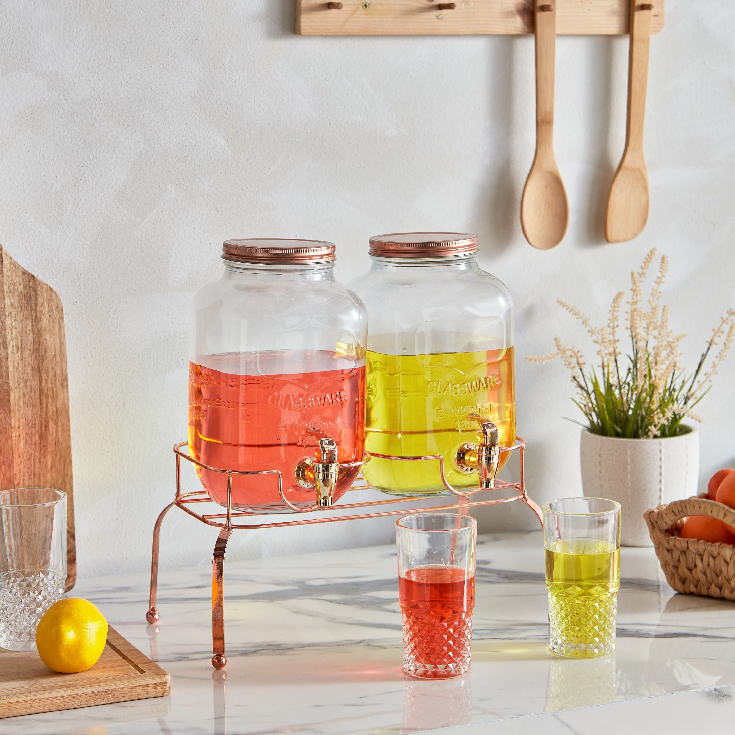 طقم موزع مشروبات زجاج طعتين مع حامل من أوركيد - 4 لتر-hbxhomeware-hbxkitchen-image-6