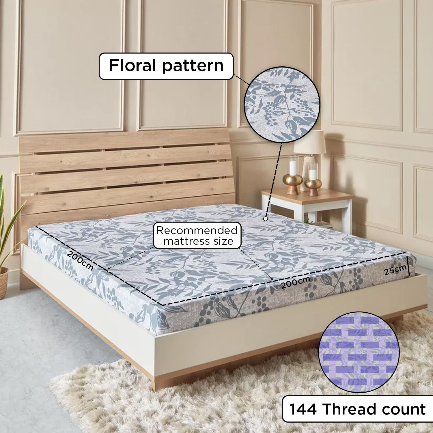 شرشف مطاطي سوبر كينج قطن بطبعات من إستونيا - 200x200 + 25 سم-hbxhomeware-hbxbedroom-image-9