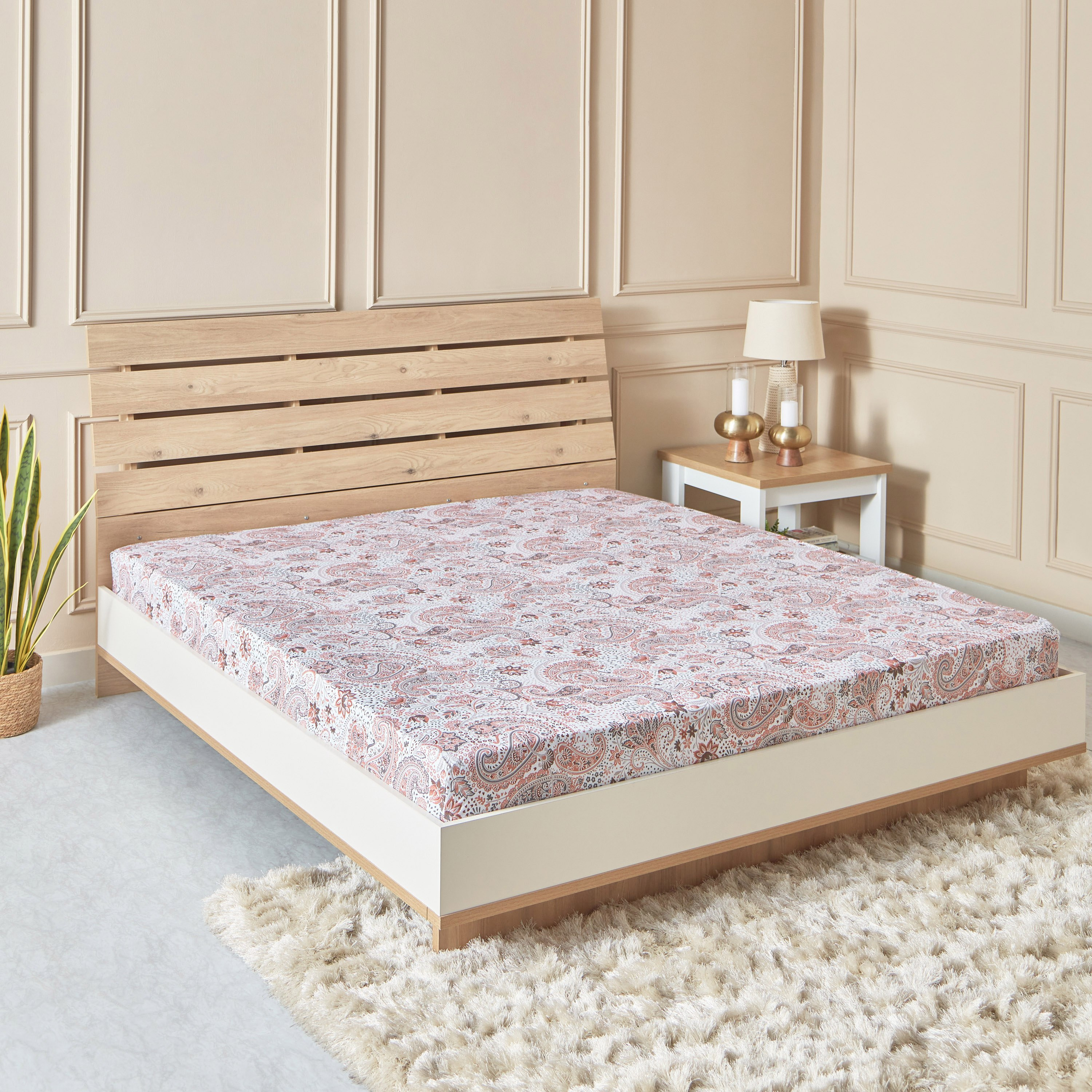 شرشف مطاطي قطن كوين بطبعات آيسلا من إستونيا - 150x200+25 سم-hbxhomeware-hbxbedroom-image-1