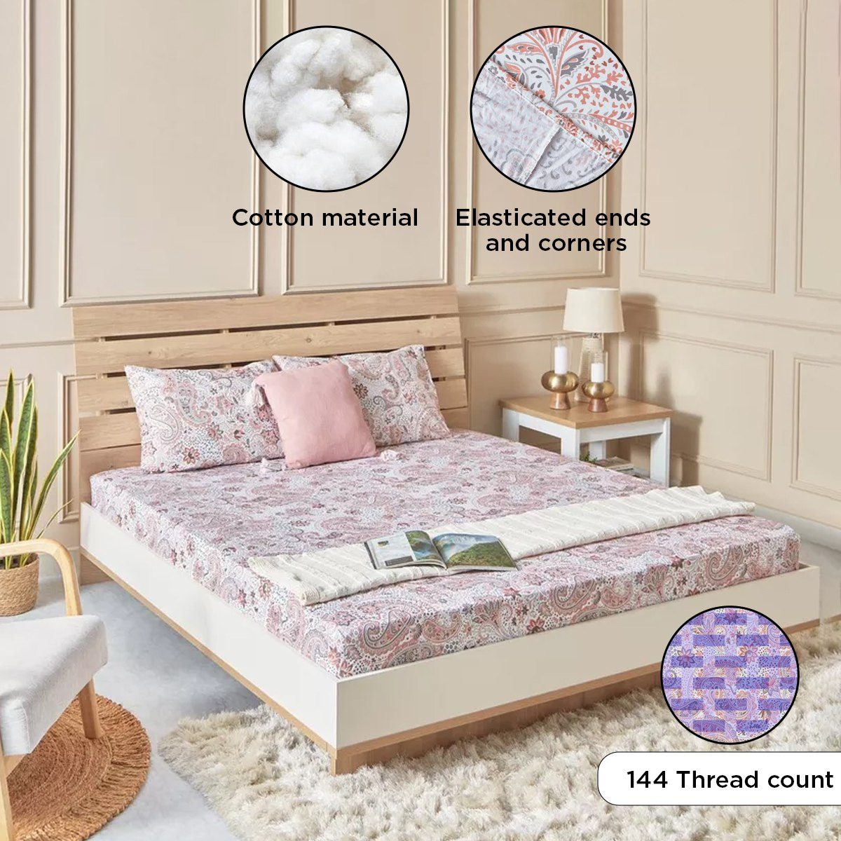 Estonia Isla Printed Cotton King Fitted Sheet - 180x200+25 cm-hbxhomeware-hbxbedroom-image-9