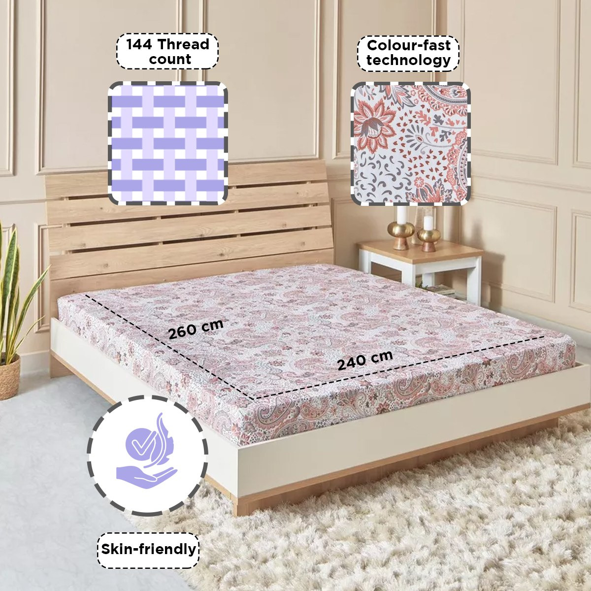 شرشف مسطّح قطن كينج بطبعات من إستونيا - 240x260 سم-hbxhomeware-hbxbedroom-image-9