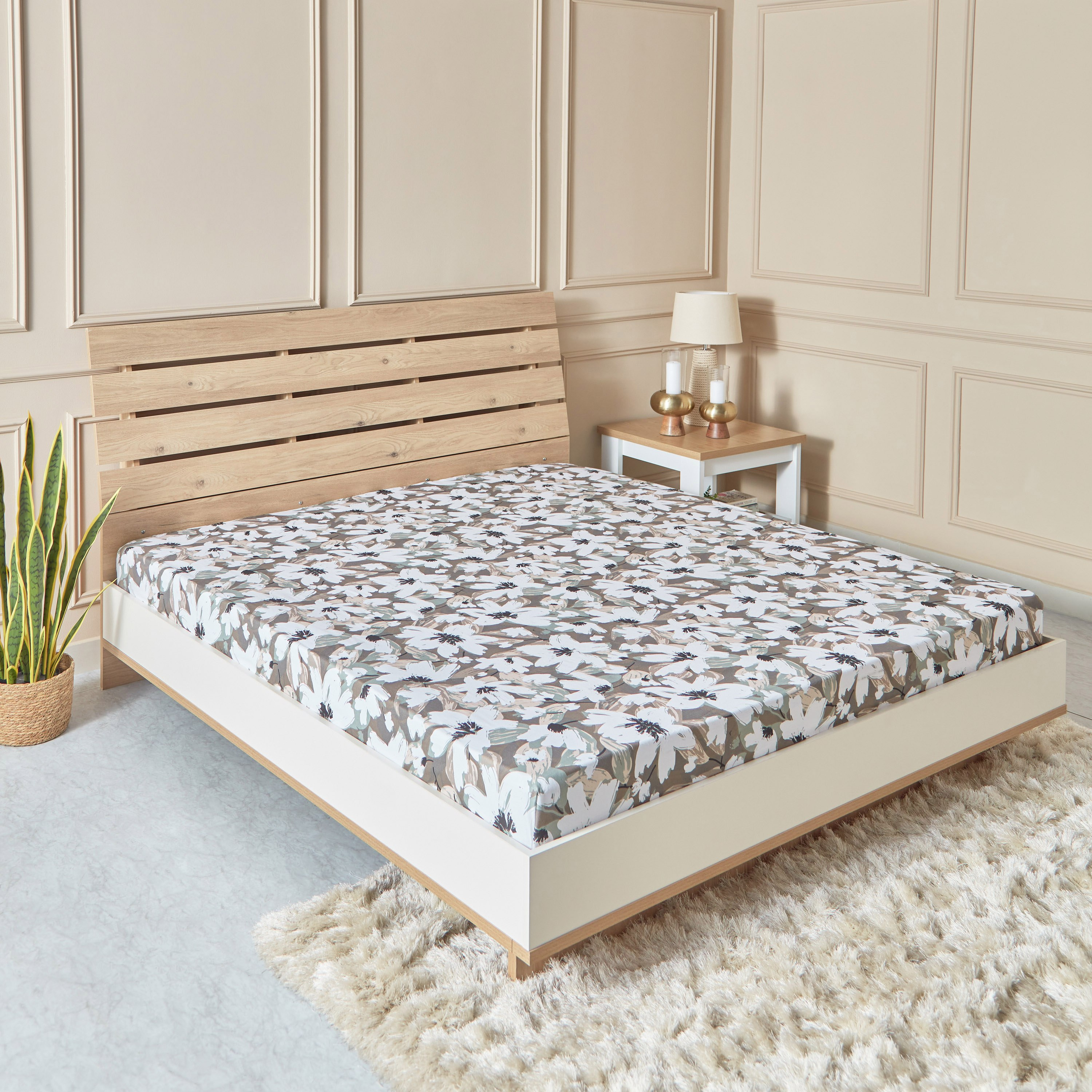 شرشف مطاطي قطن كينج بطبعات أوريليا من إستونيا - 180x200+25 سم-hbxhomeware-hbxbedroom-image-1