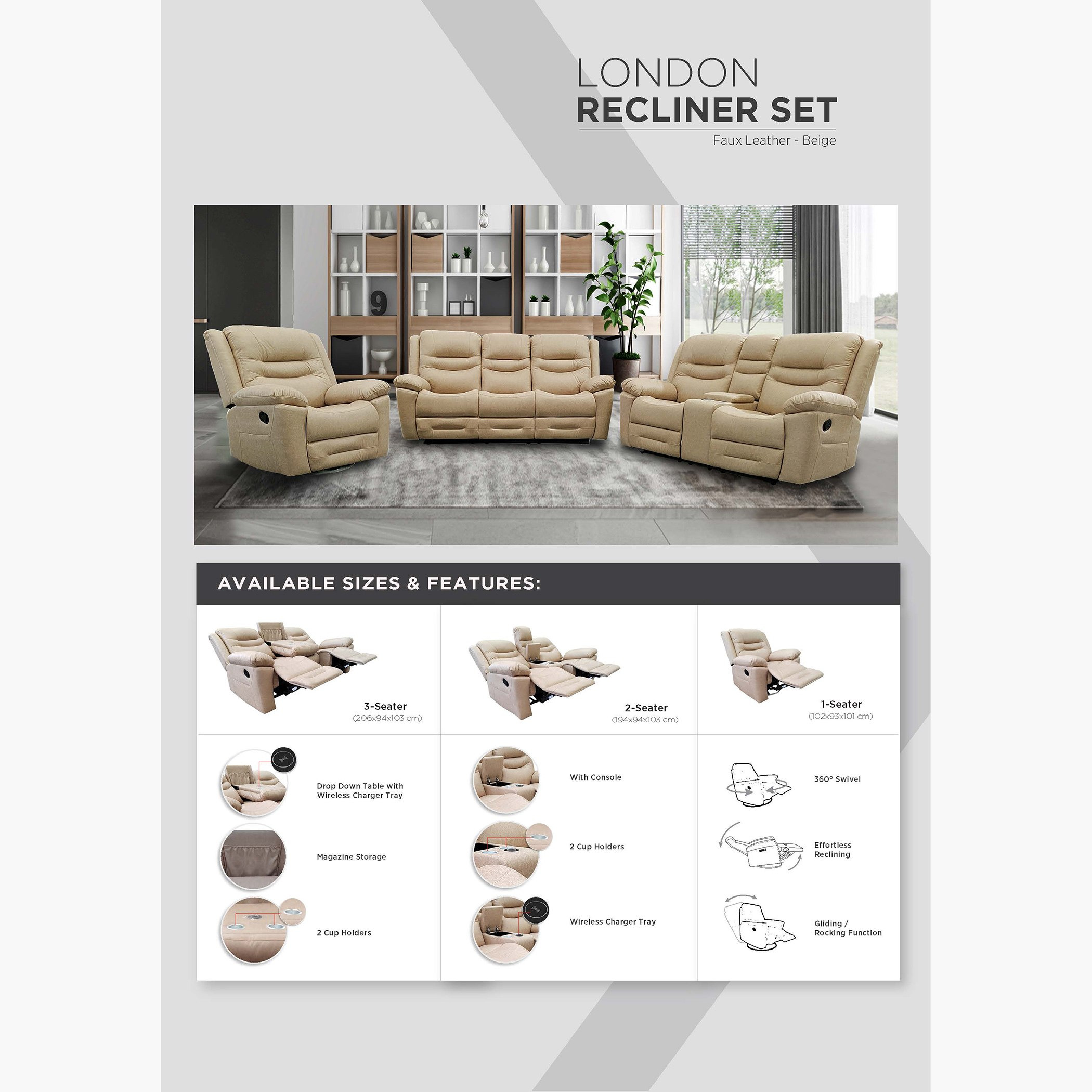 كرسي استرخاء من الجلد الصناعي ثلاثة مقاعد مع شحن لاسلكي من لندن-hbxlivingroom-sofasandarmchairs-sofas-image-14