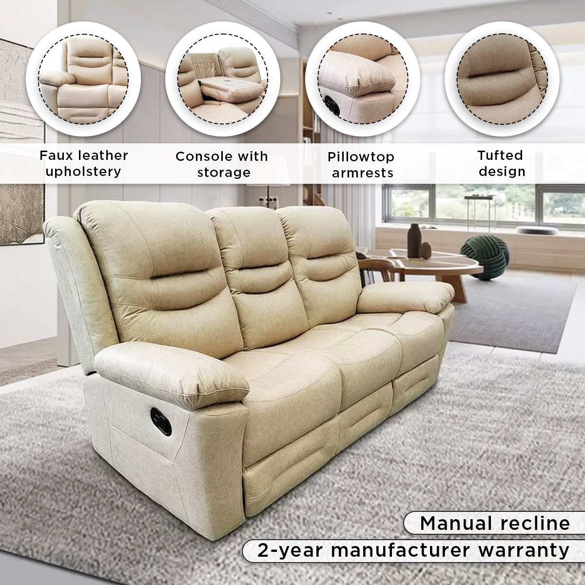 كرسي استرخاء من الجلد الصناعي ثلاثة مقاعد مع شحن لاسلكي من لندن-hbxlivingroom-sofasandarmchairs-sofas-image-4
