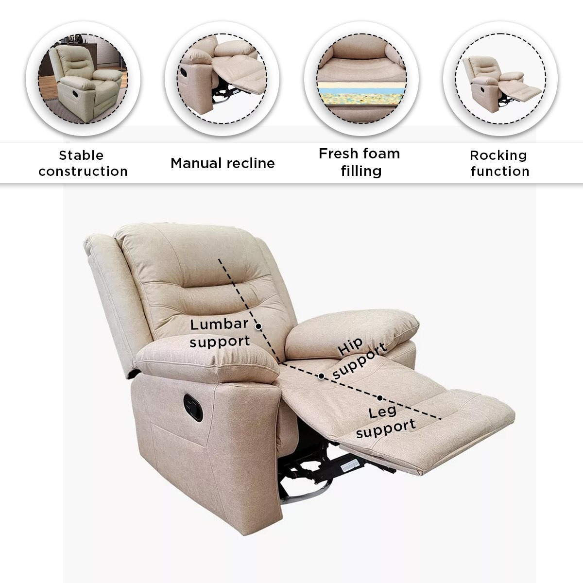 London Faux Leather Recliner Armchair with Rocking Function-hbxfurniture-sofasandarmchairs-reclinersofas-image-5