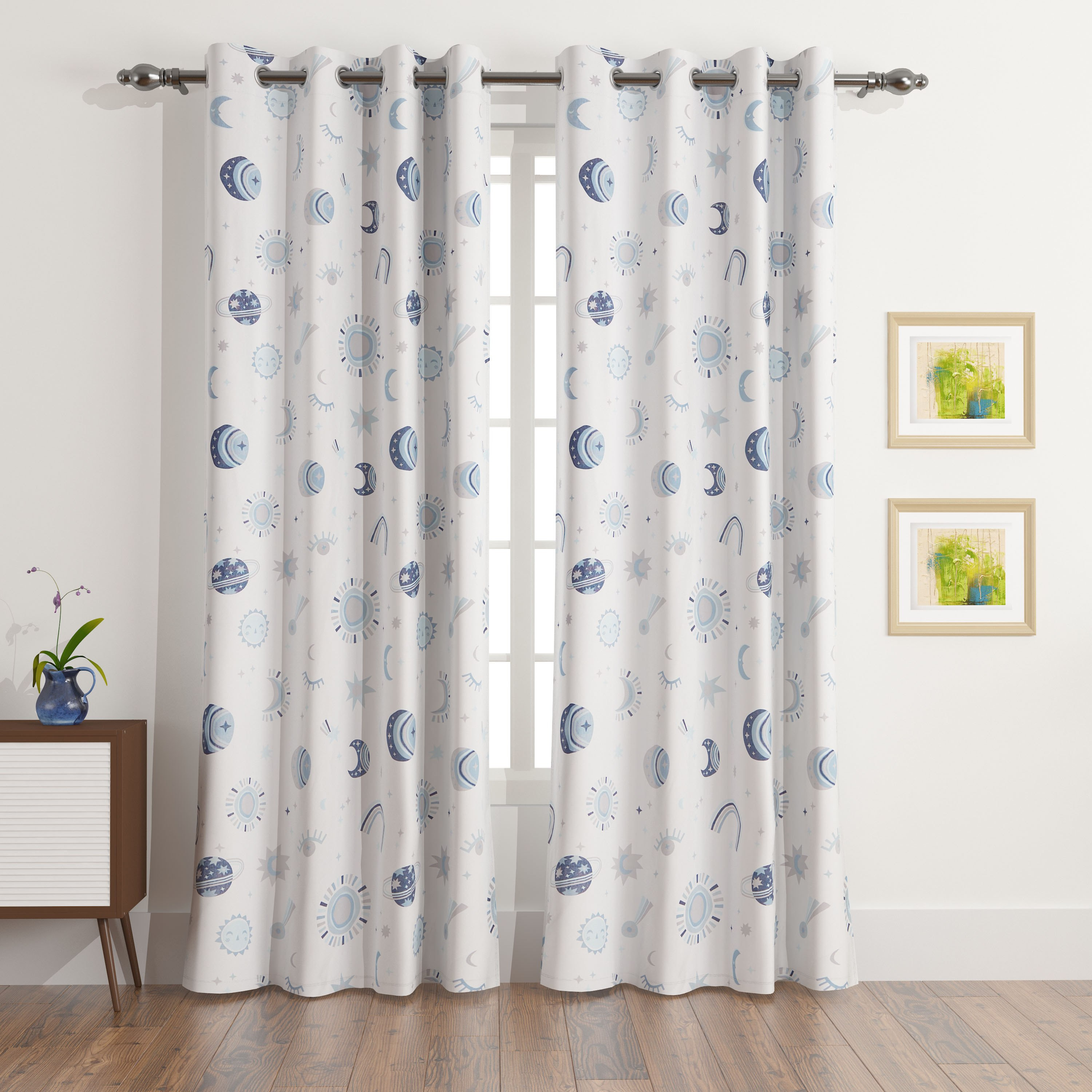 Harry 2-Piece Celestial Print Cotton Curtain Set - 140x240 cm-hbxhomeware-hbxkidsandyouth-image-1