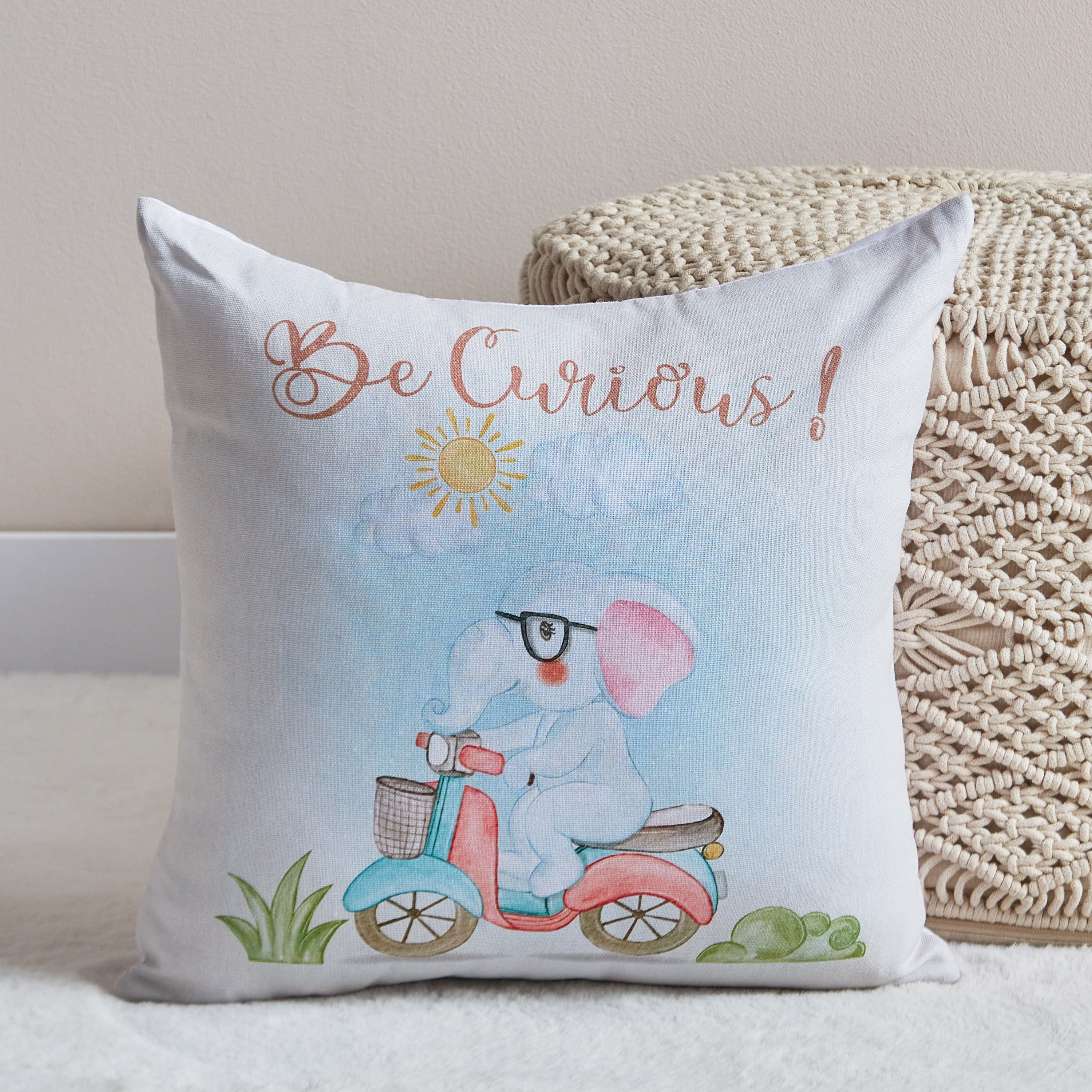 Ron Play Date Be Curious Cotton Duck Filled Cushion - 40x40 cm-hbxhomeware-hbxkidsandyouth-image-2