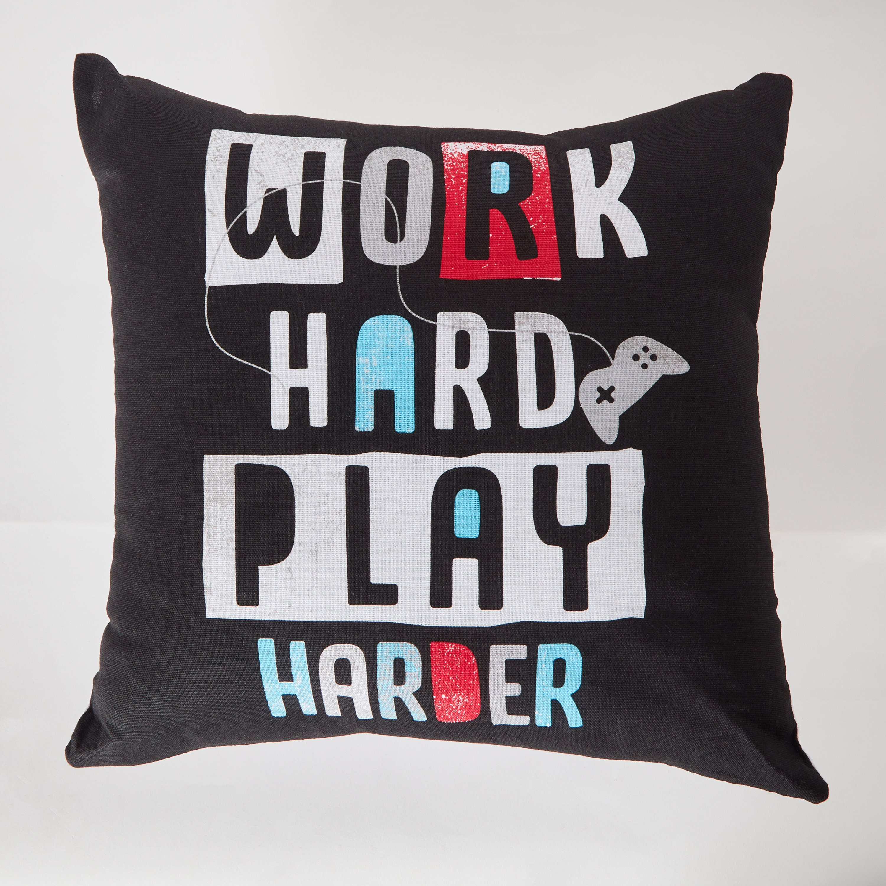 Gaming Play Date Work Hard Cotton Duck Filled Cushion - 40x40 cm-hbxhomeware-hbxkidsandyouth-image-6