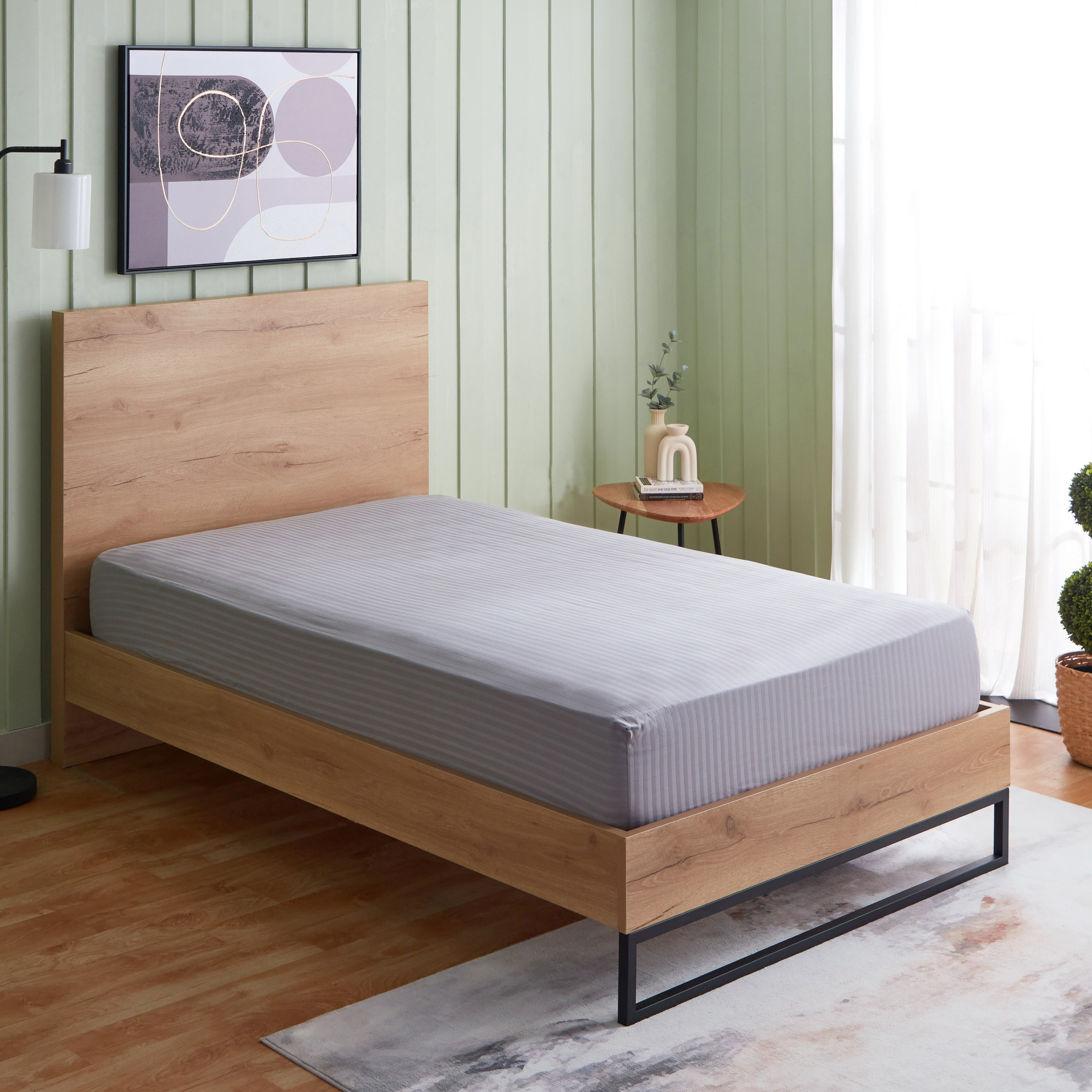 Hamilton Twin BCI Cotton Satin Stripe Fitted Sheet - 120x200+33 cm-hbxhomeware-bedding-fittedsheets-image-1