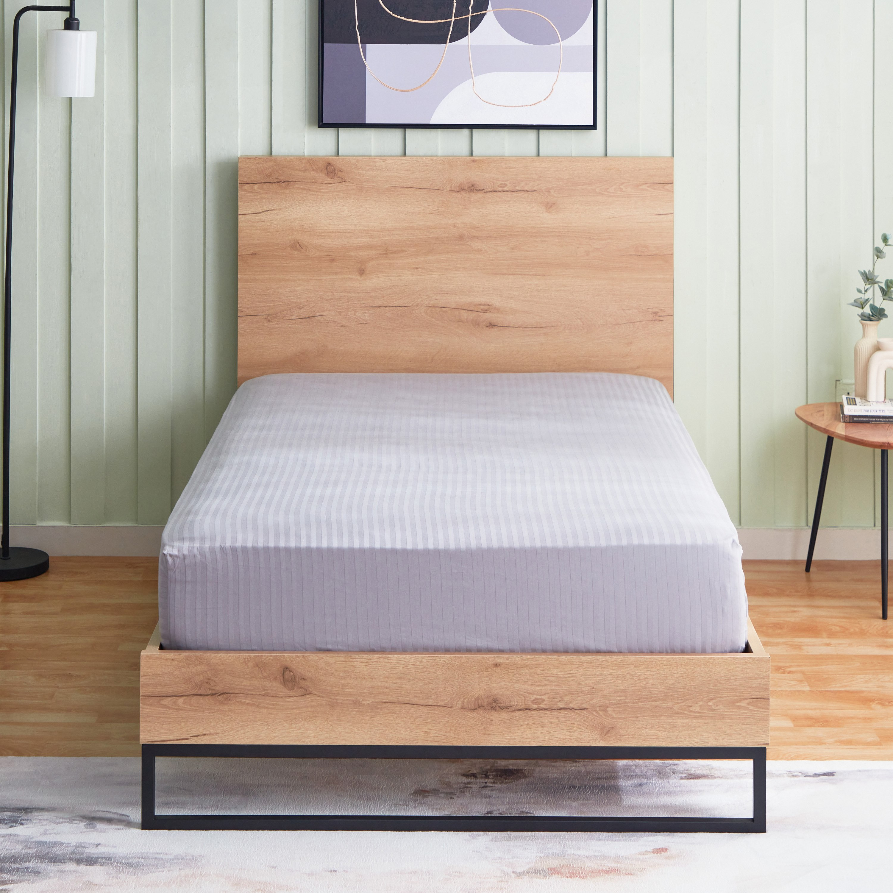 شرشف مطاطي فردي قطن بي سي أي بتقليم ساتن من هاميلتون - 90x200+30 سم-hbxhomeware-hbxbedroom-image-2