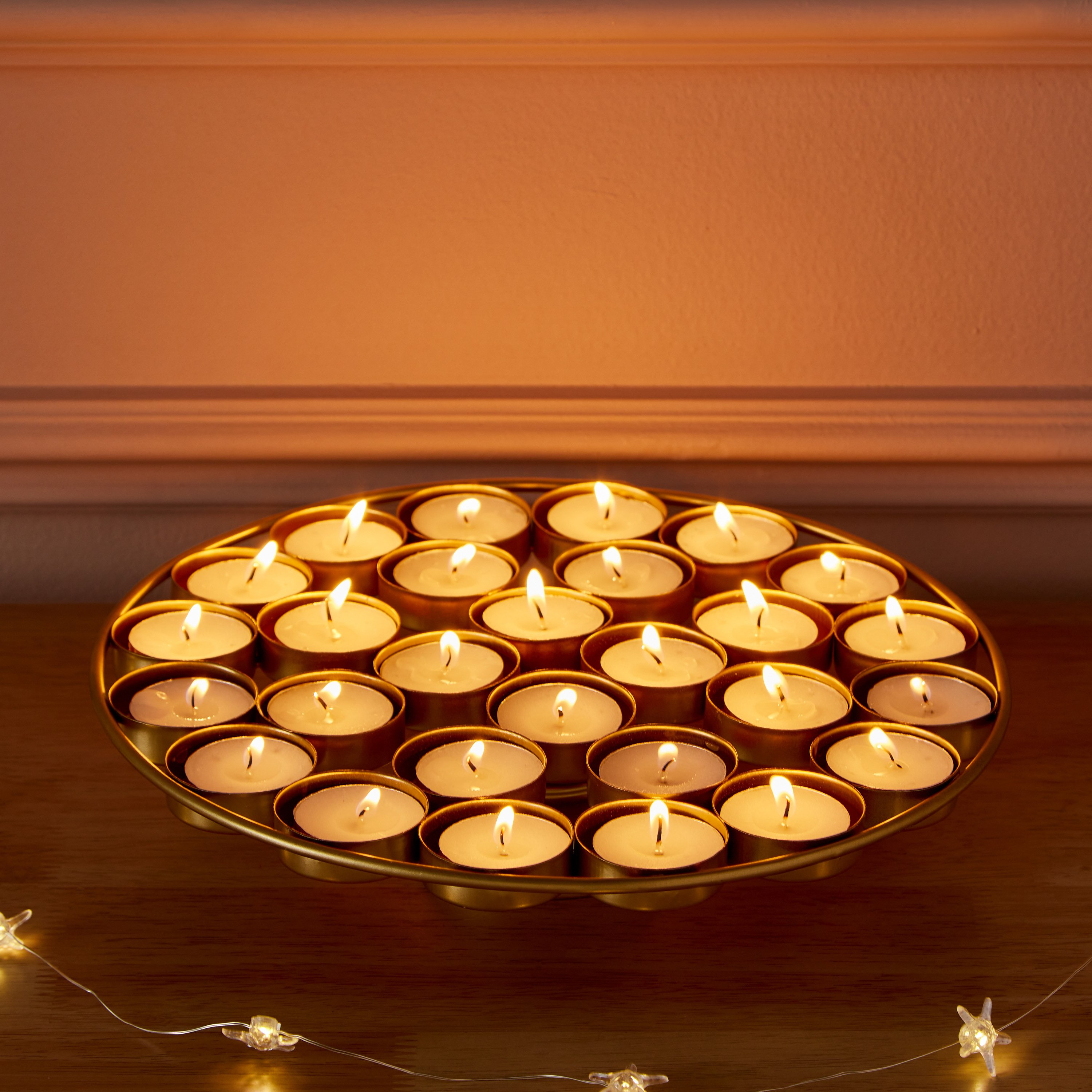 صينية حامل شموع صغيرة معدن من فليكر - 26.5x26.5x5 سم-hbxlivingroom-decorandaccessories-candleholders-image-1