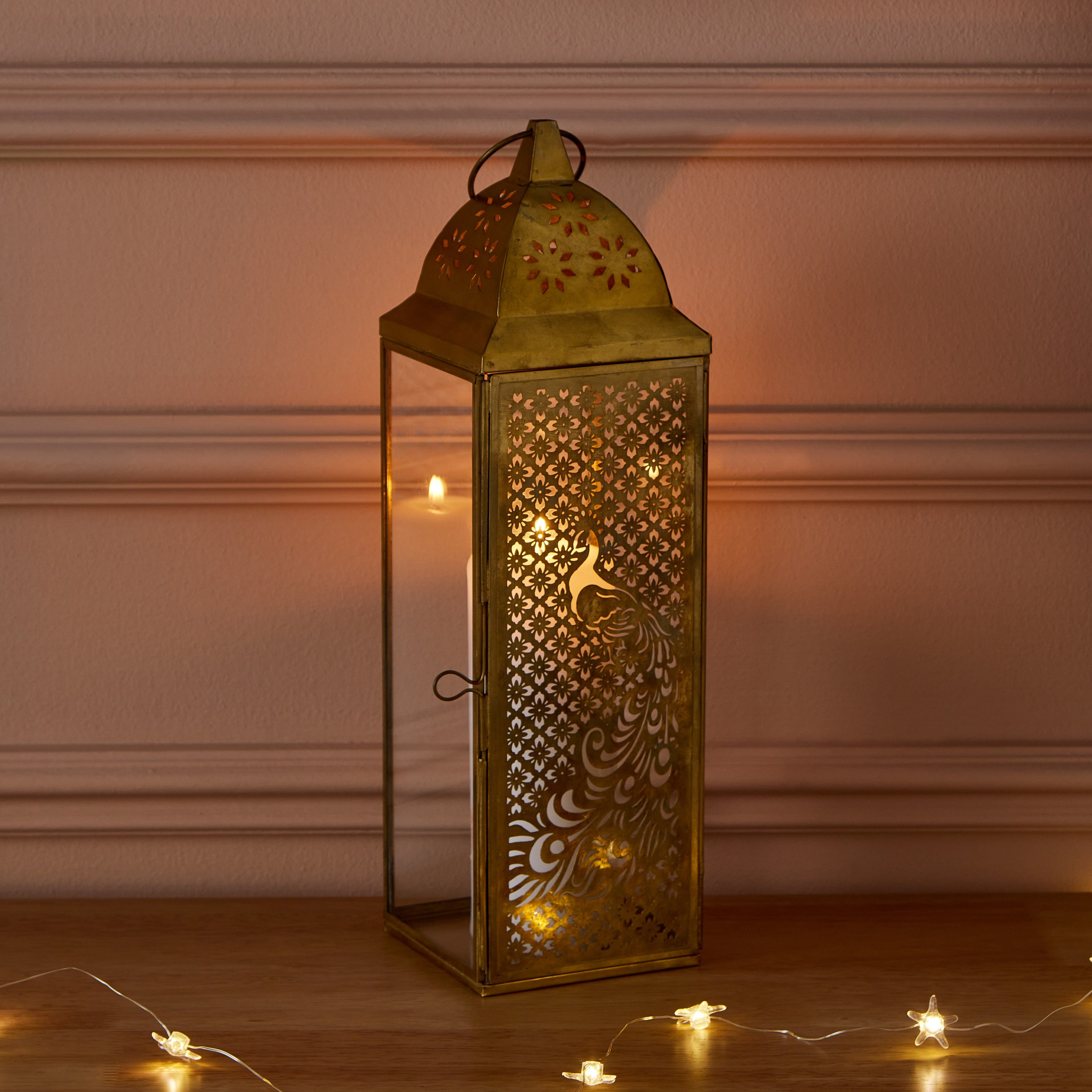 فانوس معدن من فليكر بيكوك - 10.5x10.5x35 سم-hbxdecorandfurnishings-homeaccessories-lanterns-image-1