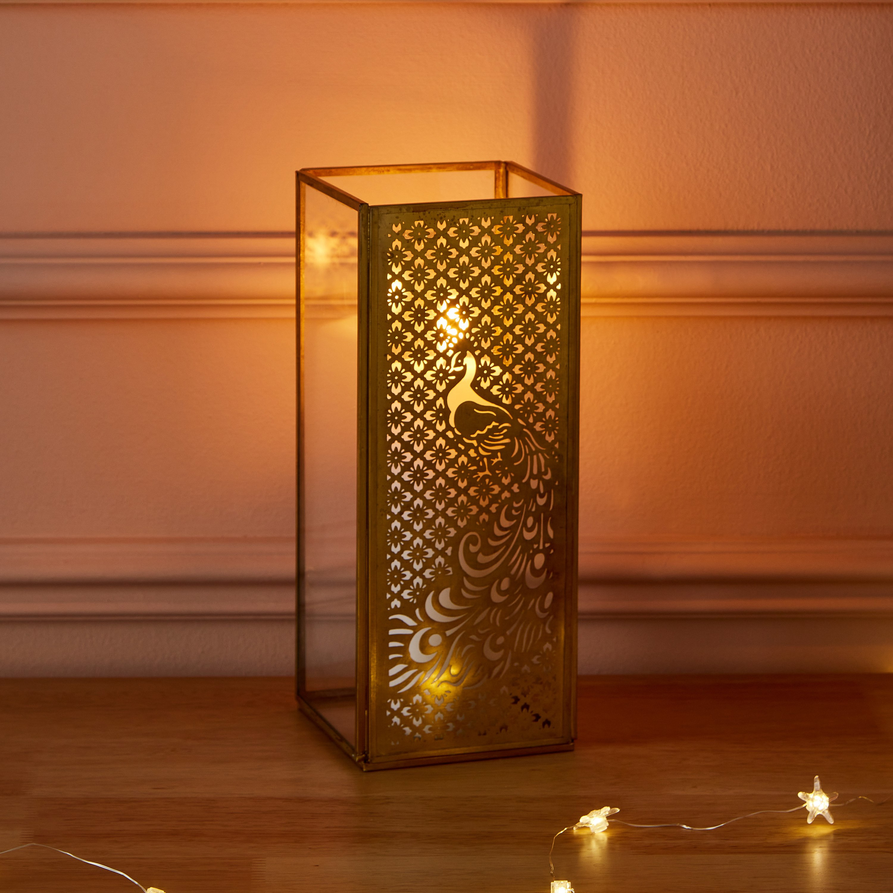 حامل شموع معدن مفرّغ من فليكر بيكوك - 10x10x25.5 سم-hbxlivingroom-decorandaccessories-candleholders-image-1