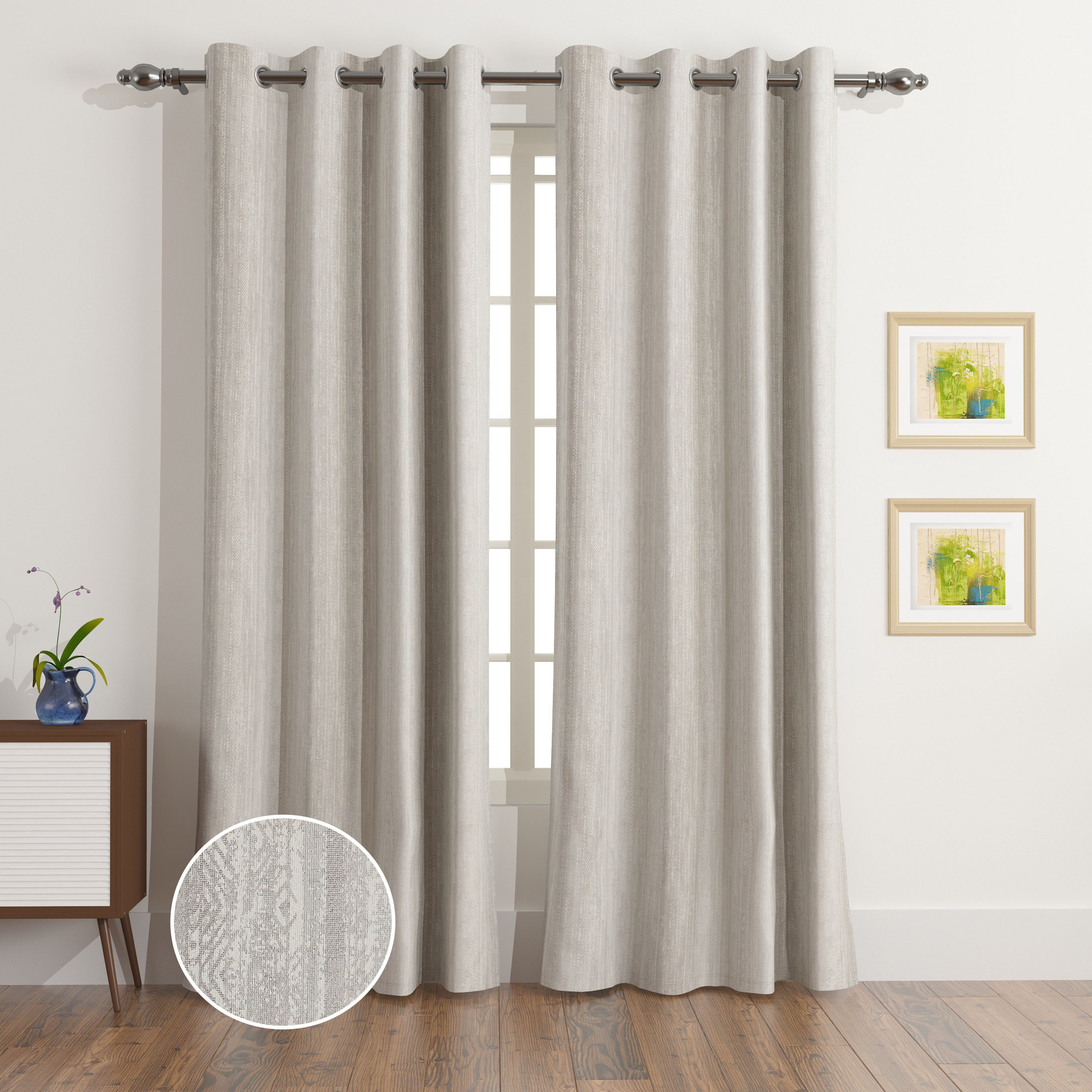 طقم ستائر تعتيم جاكار قطعتين لارا من لوكاس - 140x240 سم-hbxhomeware-hbxdecorandfurnishings-image-1