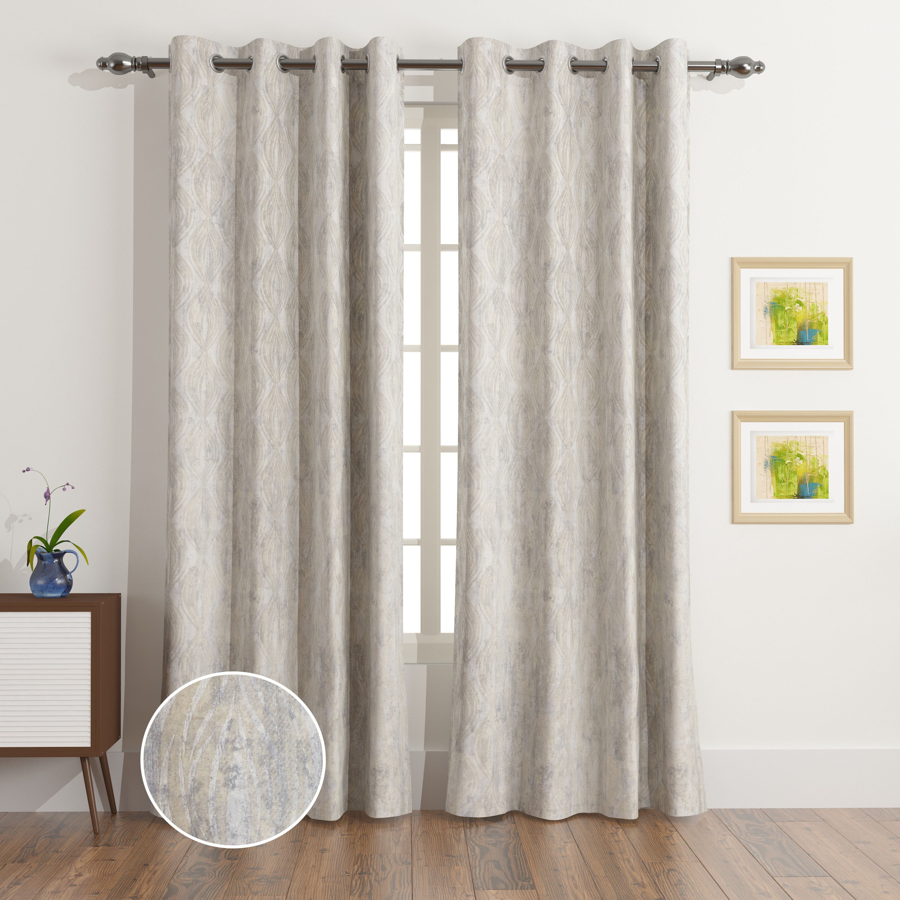 Olivia Cora 2-Piece Extra Long Jacquard Curtain Set - 140x300 cm-hbxhomeware-hbxdecorandfurnishings-image-1