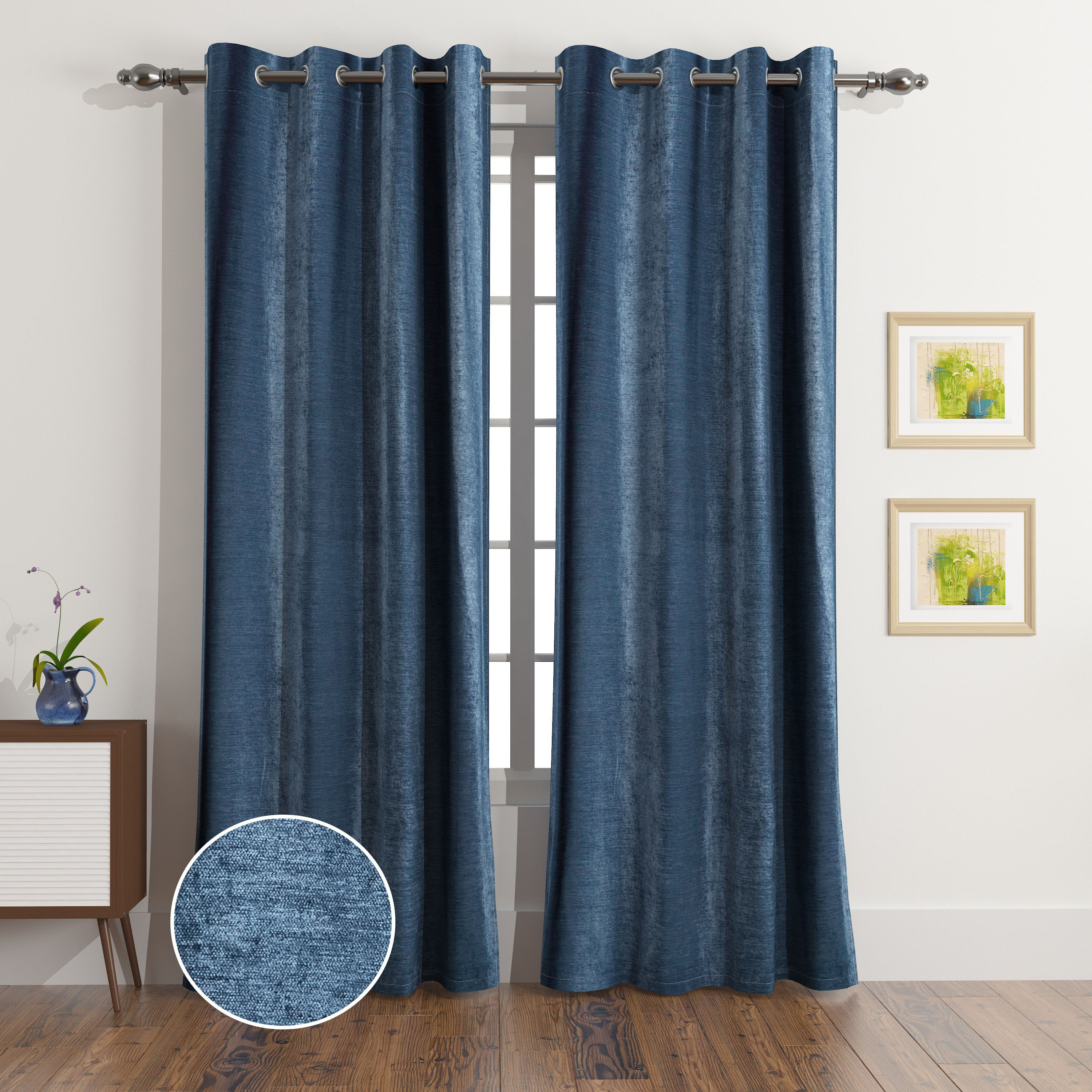 Stella 2-Piece Extra Long Chenille Curtain Set - 140x300 cm-hbxhomeware-hbxdecorandfurnishings-image-1