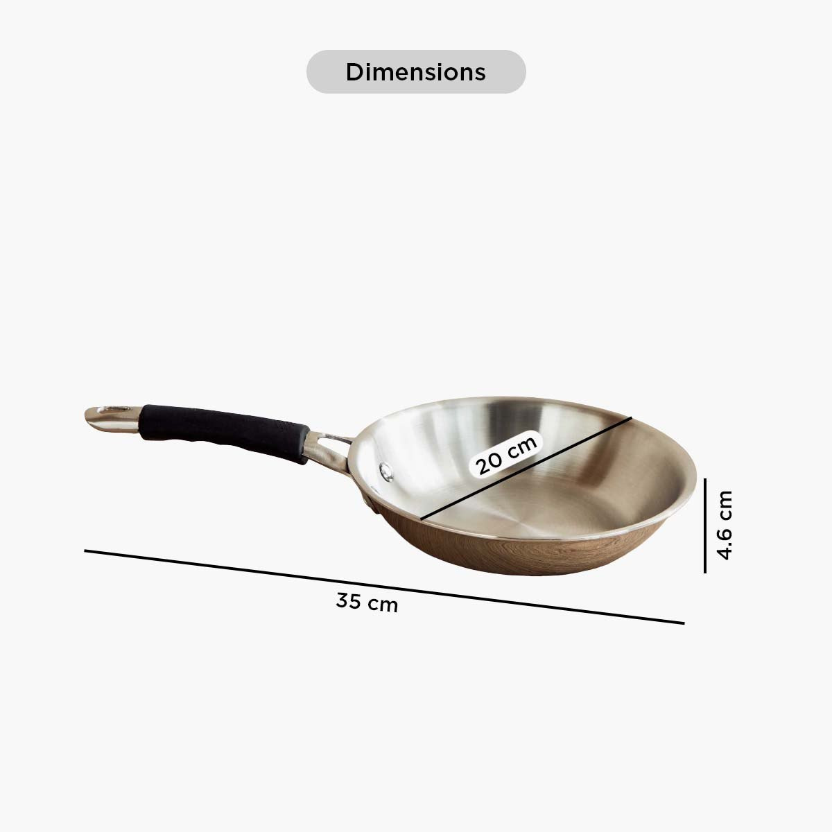 Glisten Steel Triply Fry Pan - 20 cm-hbxhomeware-hbxkitchen-image-10
