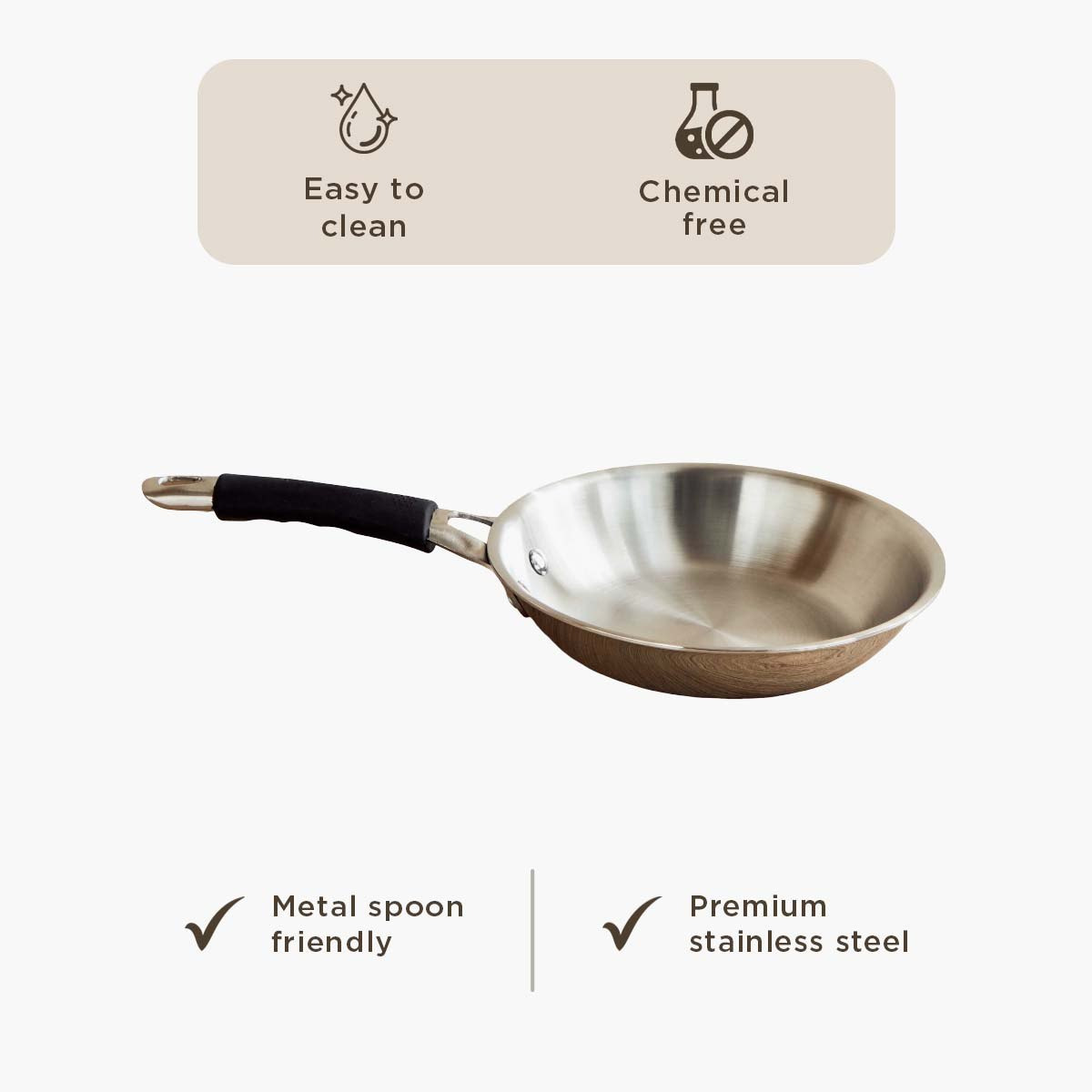 Glisten Steel Triply Fry Pan - 20 cm-hbxhomeware-hbxkitchen-image-7