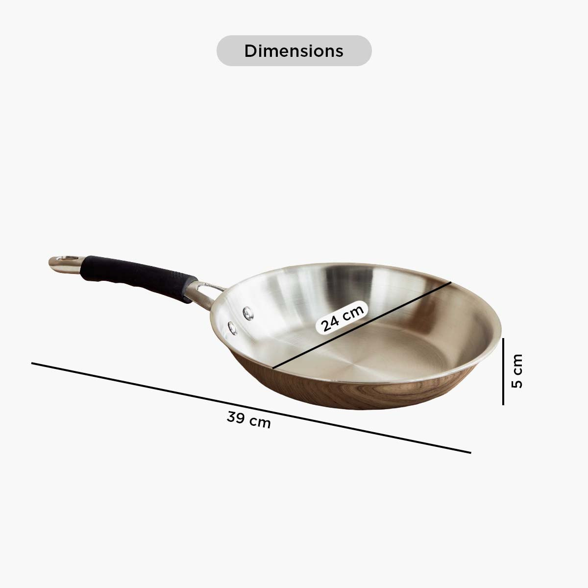 Glisten Steel Triply Fry Pan - 24 cm-hbxhomeware-hbxkitchen-image-10