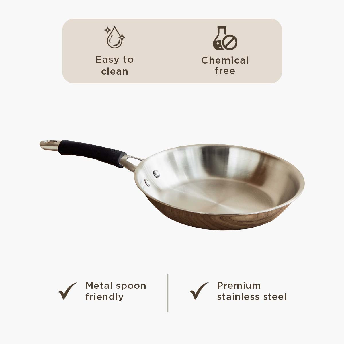 Glisten Steel Triply Fry Pan - 24 cm-hbxhomeware-hbxkitchen-image-7
