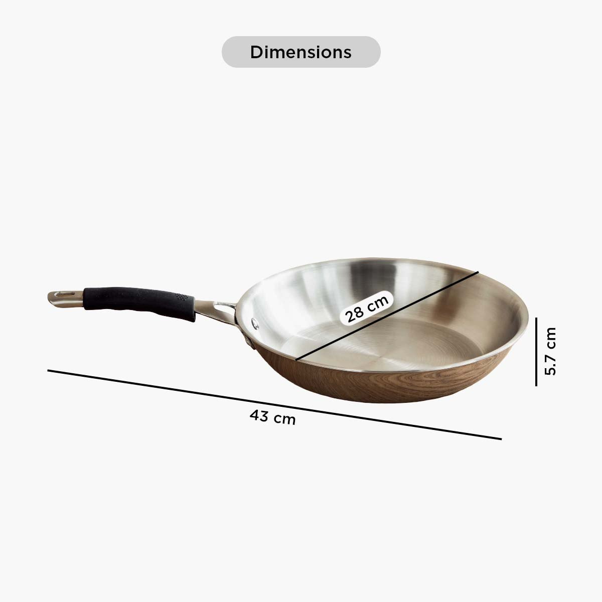 Glisten Steel Triply Fry Pan - 28 cm-hbxhomeware-hbxkitchen-image-10