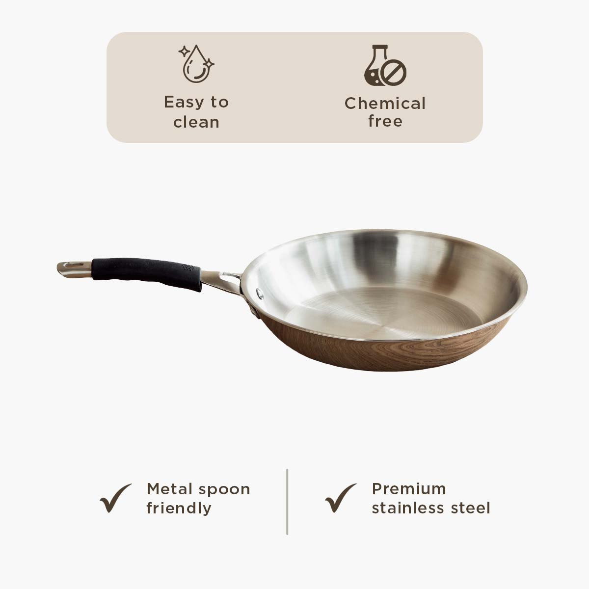 Glisten Steel Triply Fry Pan - 28 cm-hbxhomeware-hbxkitchen-image-7