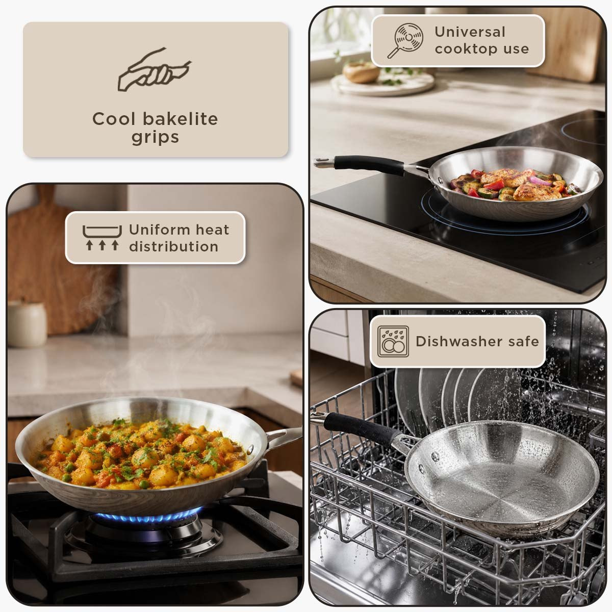 Glisten Steel Triply Fry Pan - 28 cm-hbxhomeware-hbxkitchen-image-8
