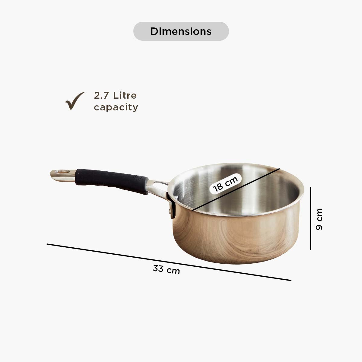 Glisten Steel Triply Saucepan - 18 cm-hbxhomeware-hbxkitchen-image-10