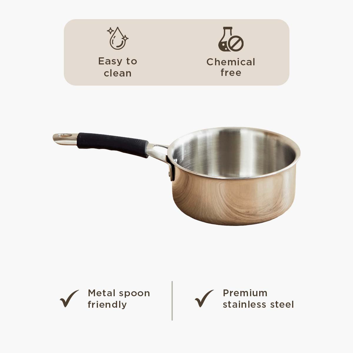Glisten Steel Triply Saucepan - 18 cm-hbxhomeware-hbxkitchen-image-7