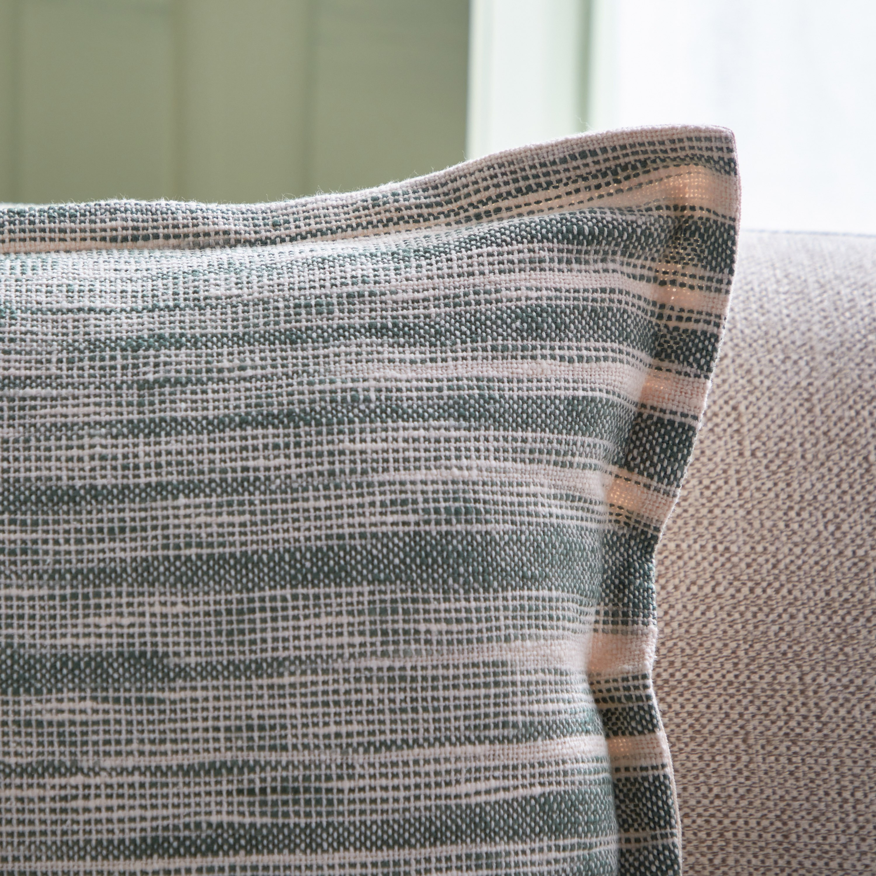 Sage Shade Filis Woven Stripe Filled Cushion - 45x45 cm-hbxlivingroom-furnishings-cushionsandcovers-filledcushions-image-2