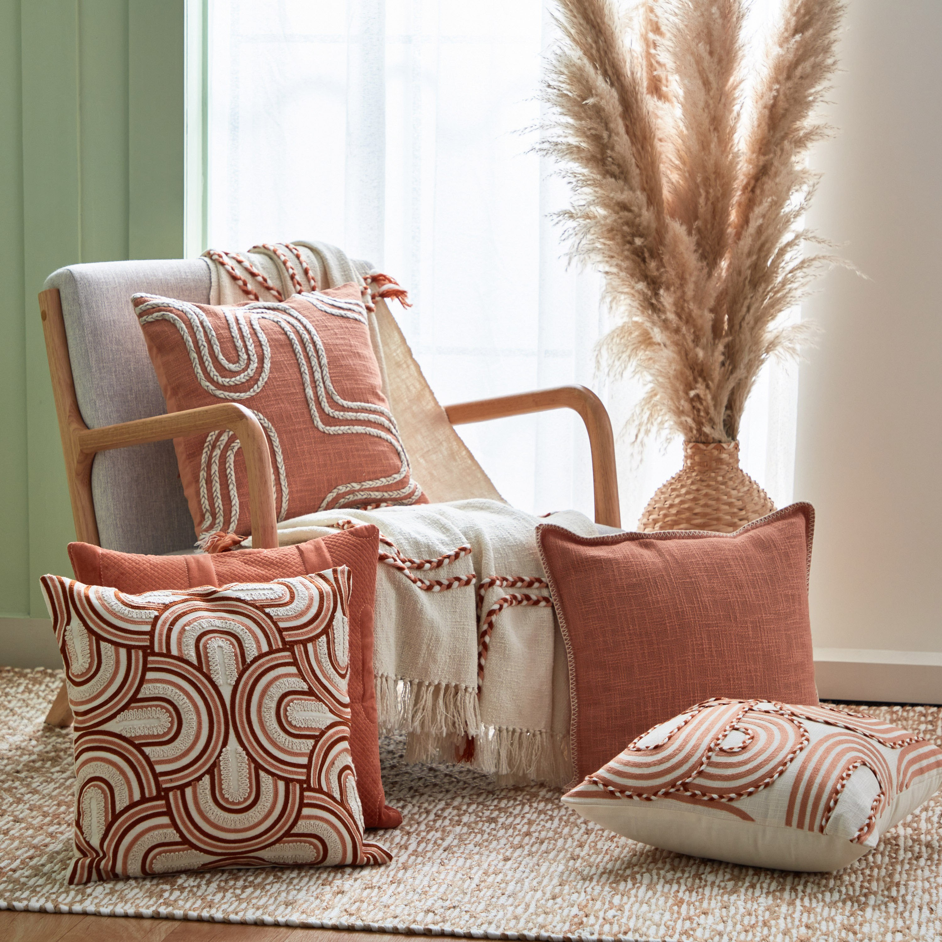 Silky Sheen Haru Dori Embroidered Filled Cushion - 45x45 cm-hbxlivingroom-furnishings-cushionsandcovers-filledcushions-image-5