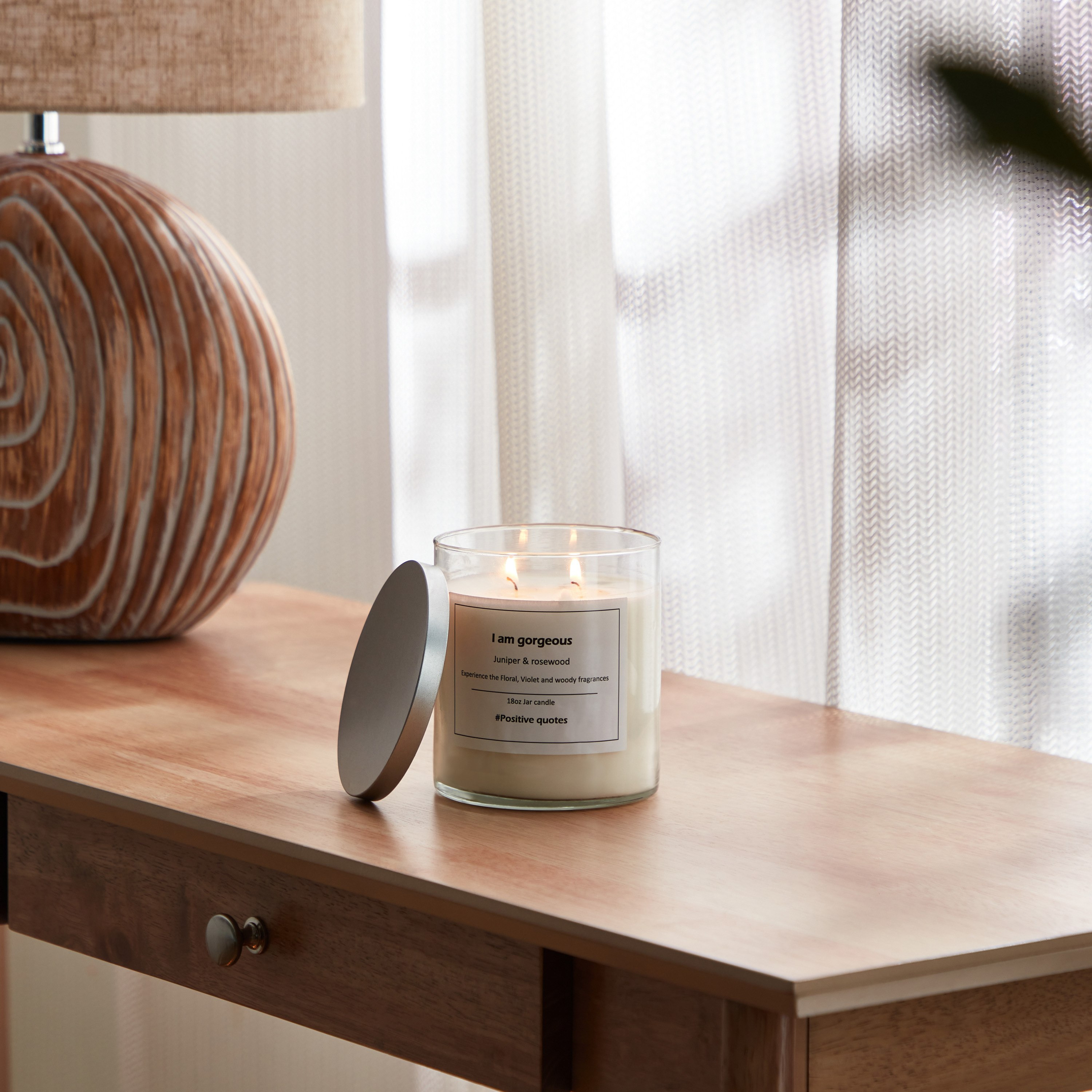 Aure Blown I am Gorgeous Juniper & Rosewood Jar Candle with Metal Lid - 510 gms-hbxlivingroom-decorandaccessories-candles-image-1