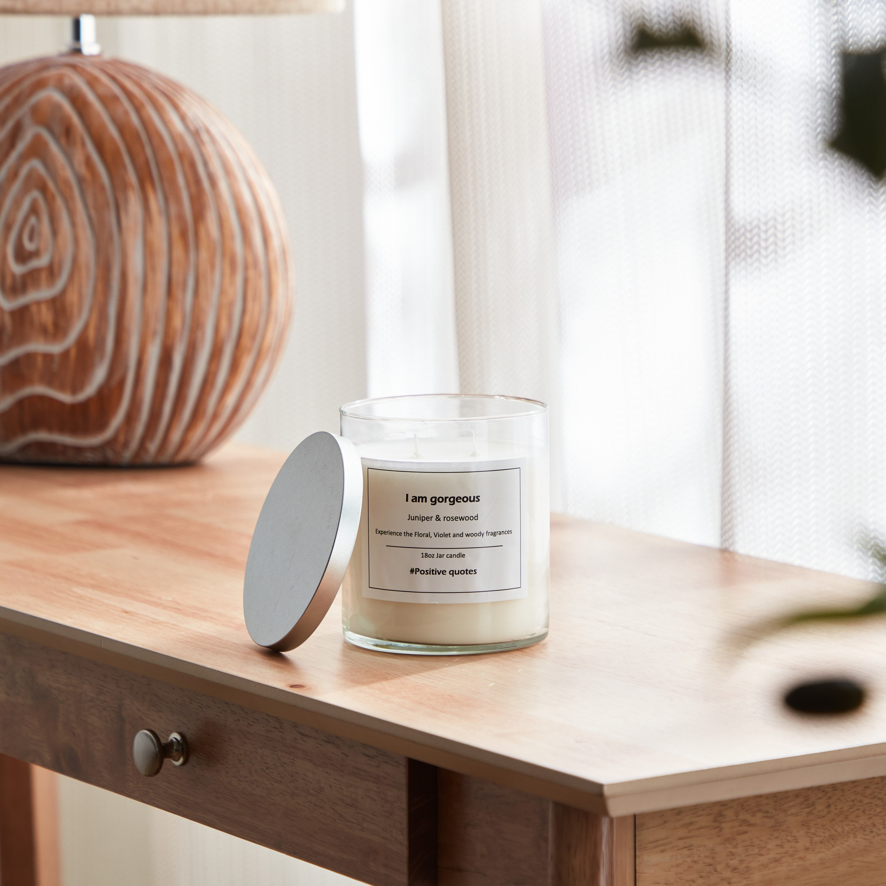 Aure Blown I am Gorgeous Juniper & Rosewood Jar Candle with Metal Lid - 510 gms-hbxlivingroom-decorandaccessories-candles-image-2