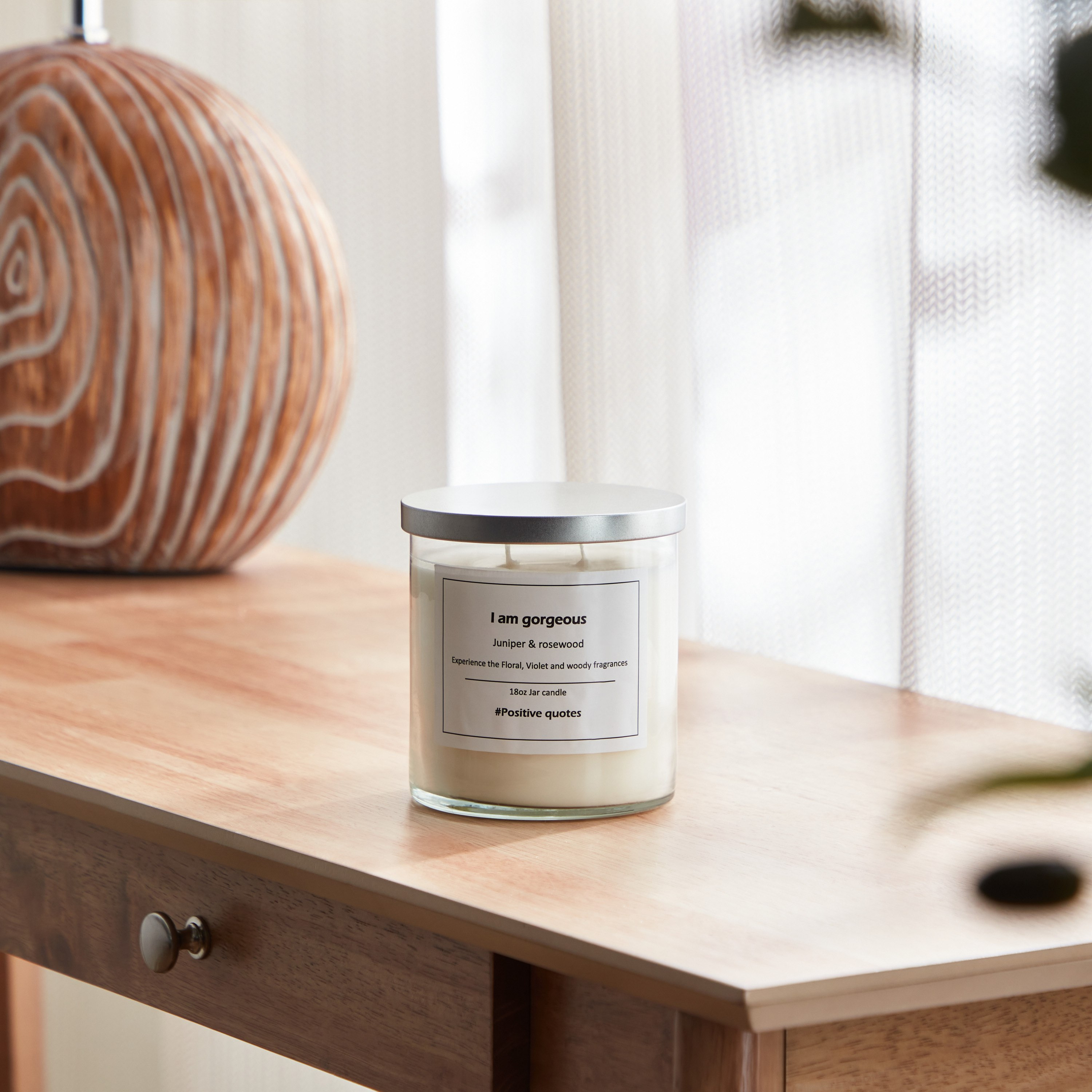 Aure Blown I am Gorgeous Juniper & Rosewood Jar Candle with Metal Lid - 510 gms-hbxlivingroom-decorandaccessories-candles-image-3