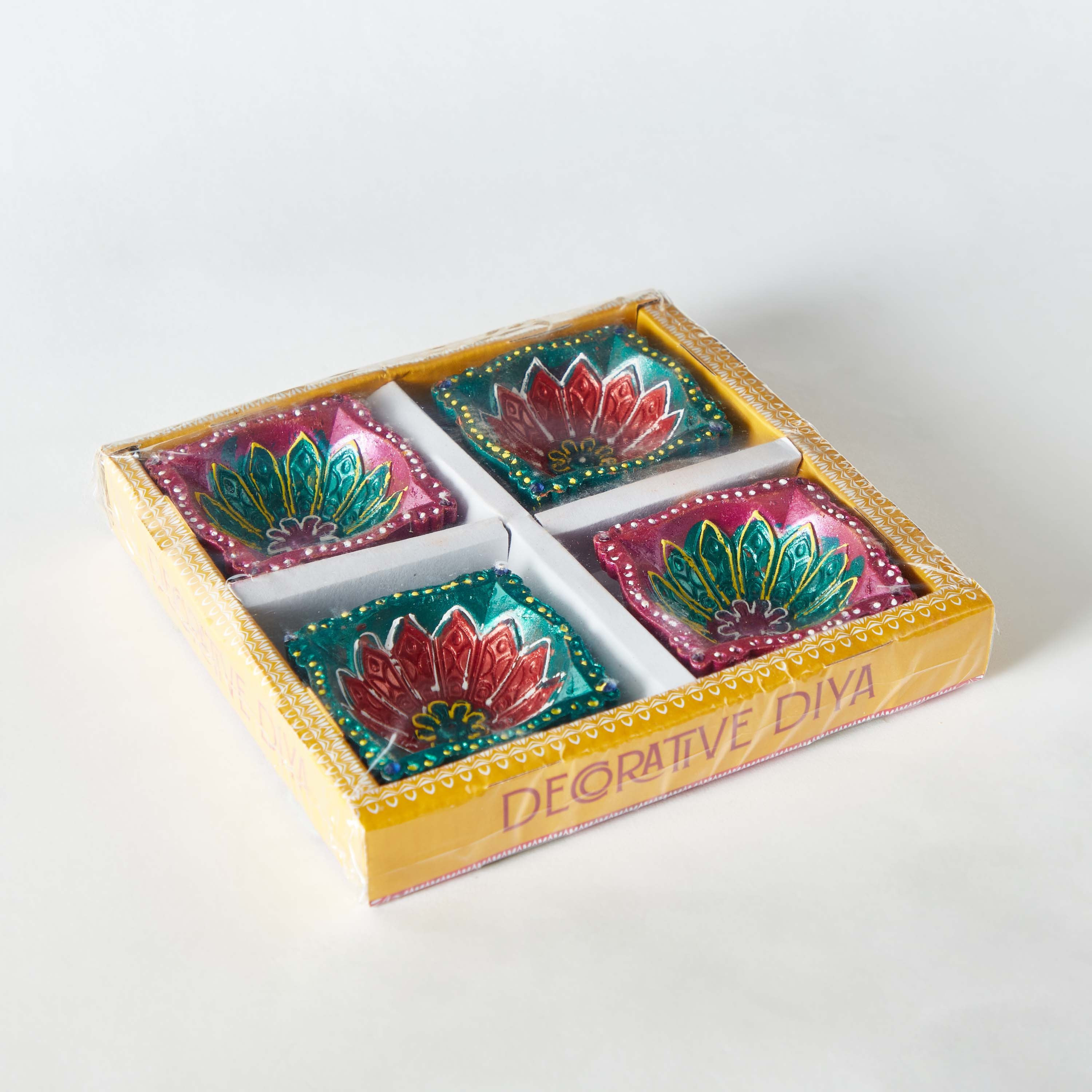 Lumen 4-Piece Square Colourful Diya Set - 19x19x4 cm-hbxlivingroom-decorandaccessories-candleholders-image-6