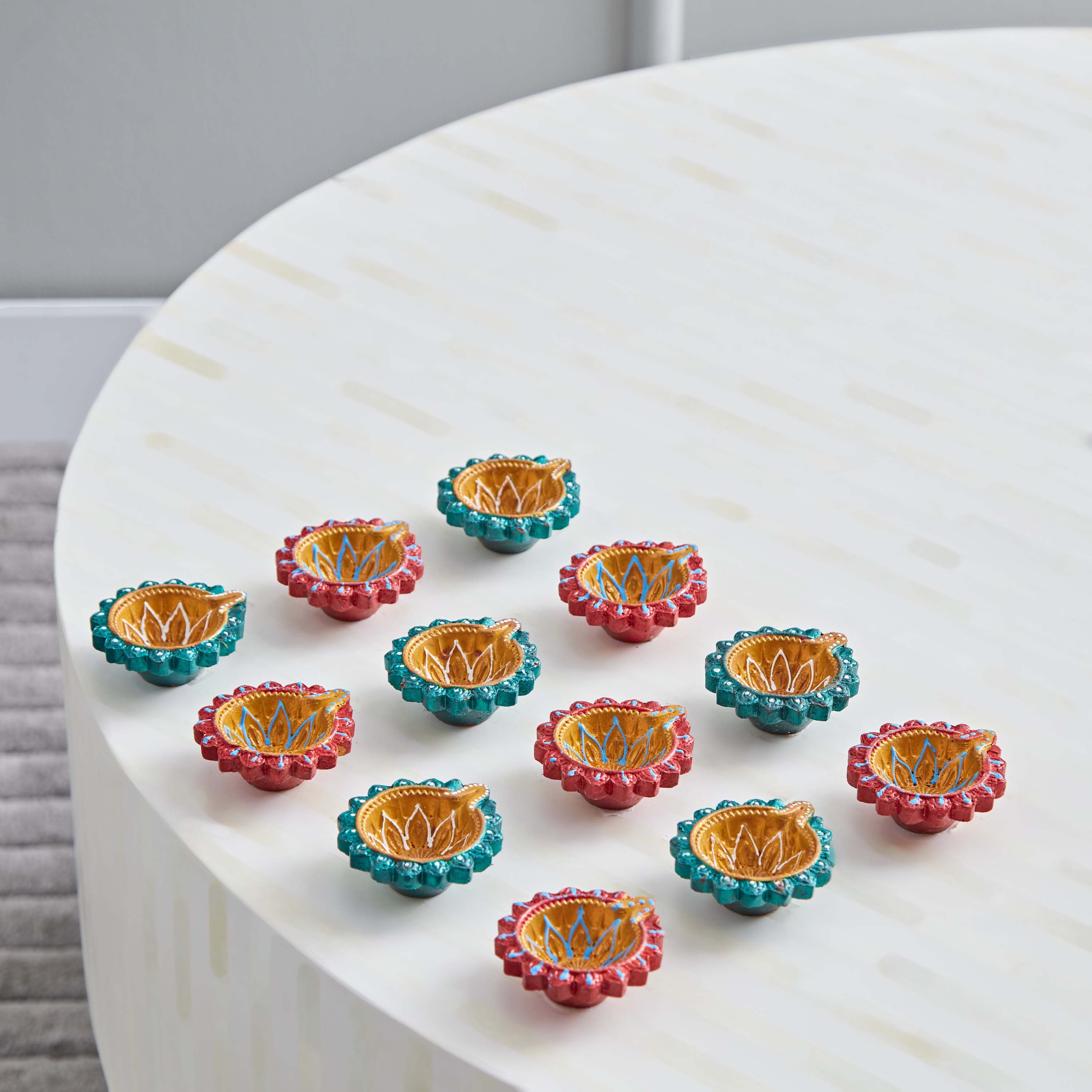 Lumen 12-Piece Colourful Diya Set - 19x15x3 cm-hbxlivingroom-decorandaccessories-candleholders-image-2