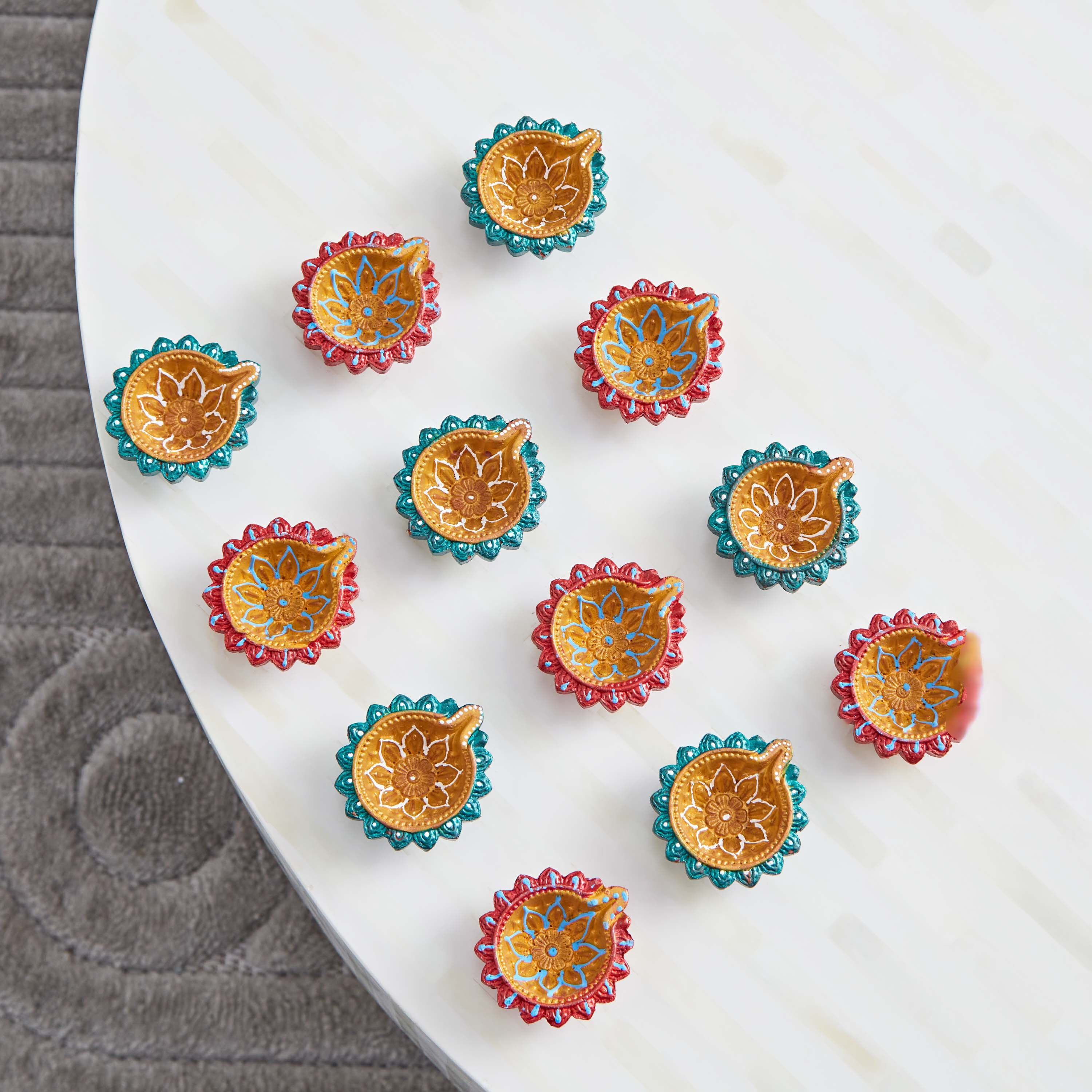 Lumen 12-Piece Colourful Diya Set - 19x15x3 cm-hbxlivingroom-decorandaccessories-candleholders-image-3