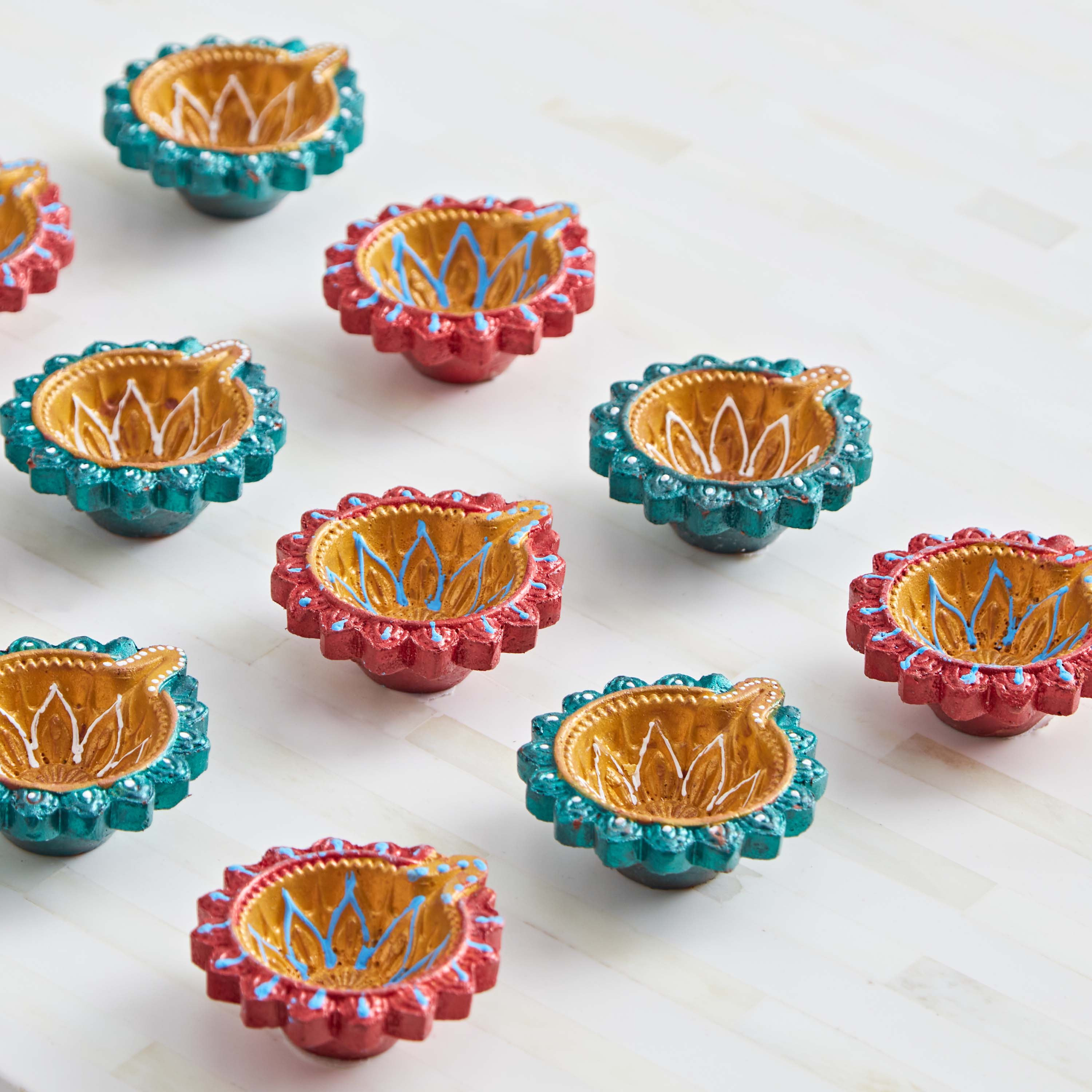 Lumen 12-Piece Colourful Diya Set - 19x15x3 cm-hbxlivingroom-decorandaccessories-candleholders-image-4