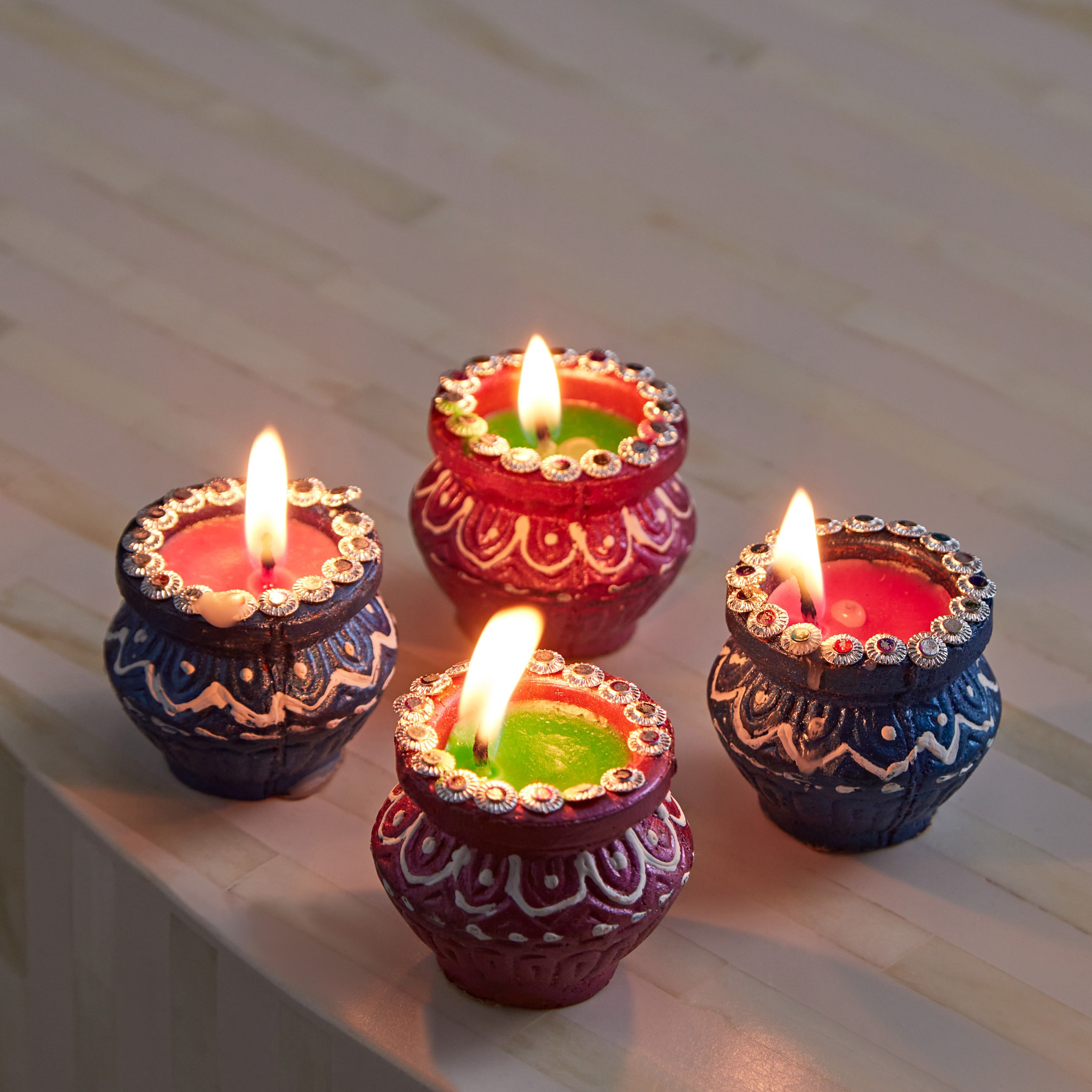 Lumen 4-Piece Matki Diya with Wax Set - 23x8x5 cm-hbxlivingroom-decorandaccessories-candleholders-image-1