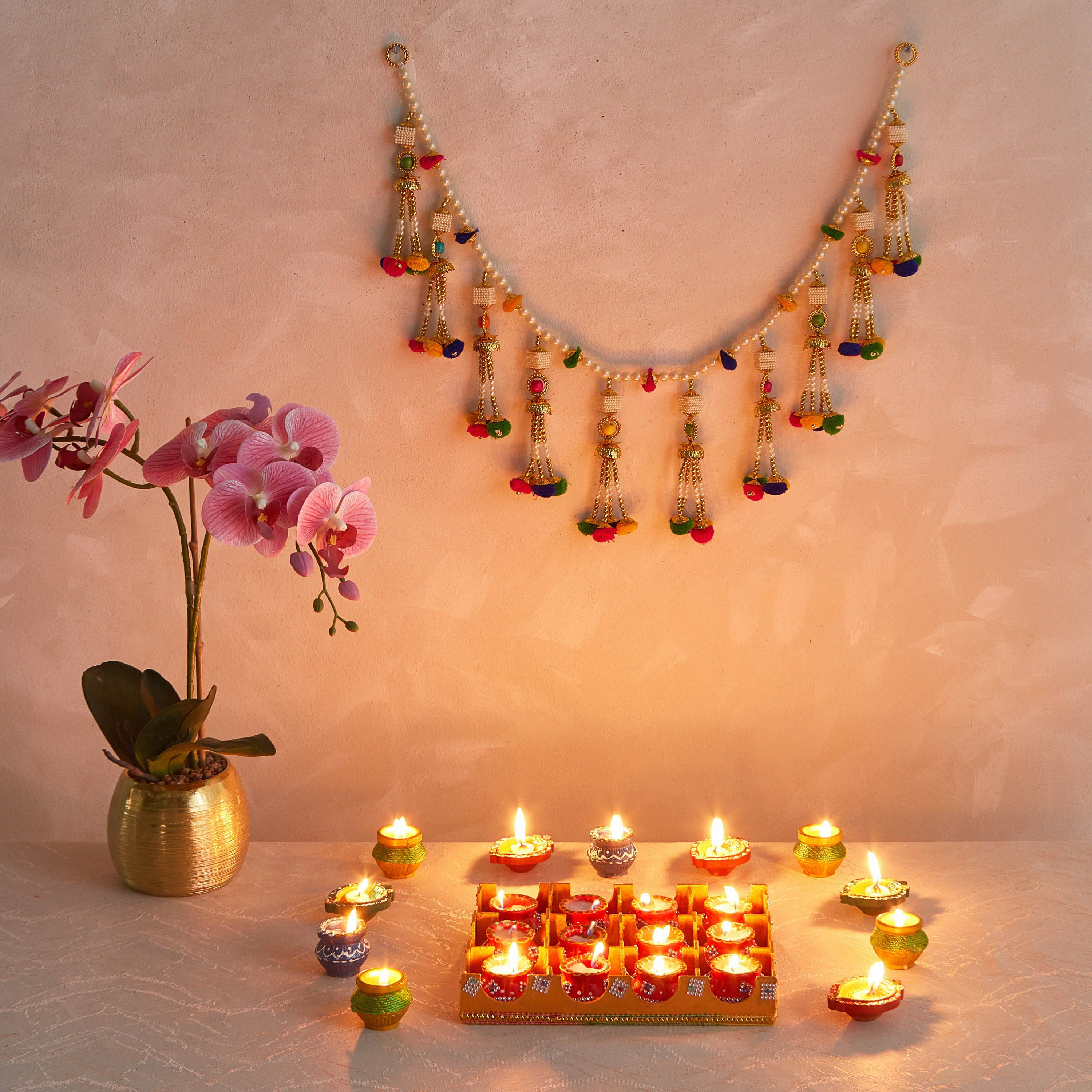 طقم إضاءة 12 قطعة من ليومن مع صينية خشب-hbxlivingroom-decorandaccessories-candleholders-image-5
