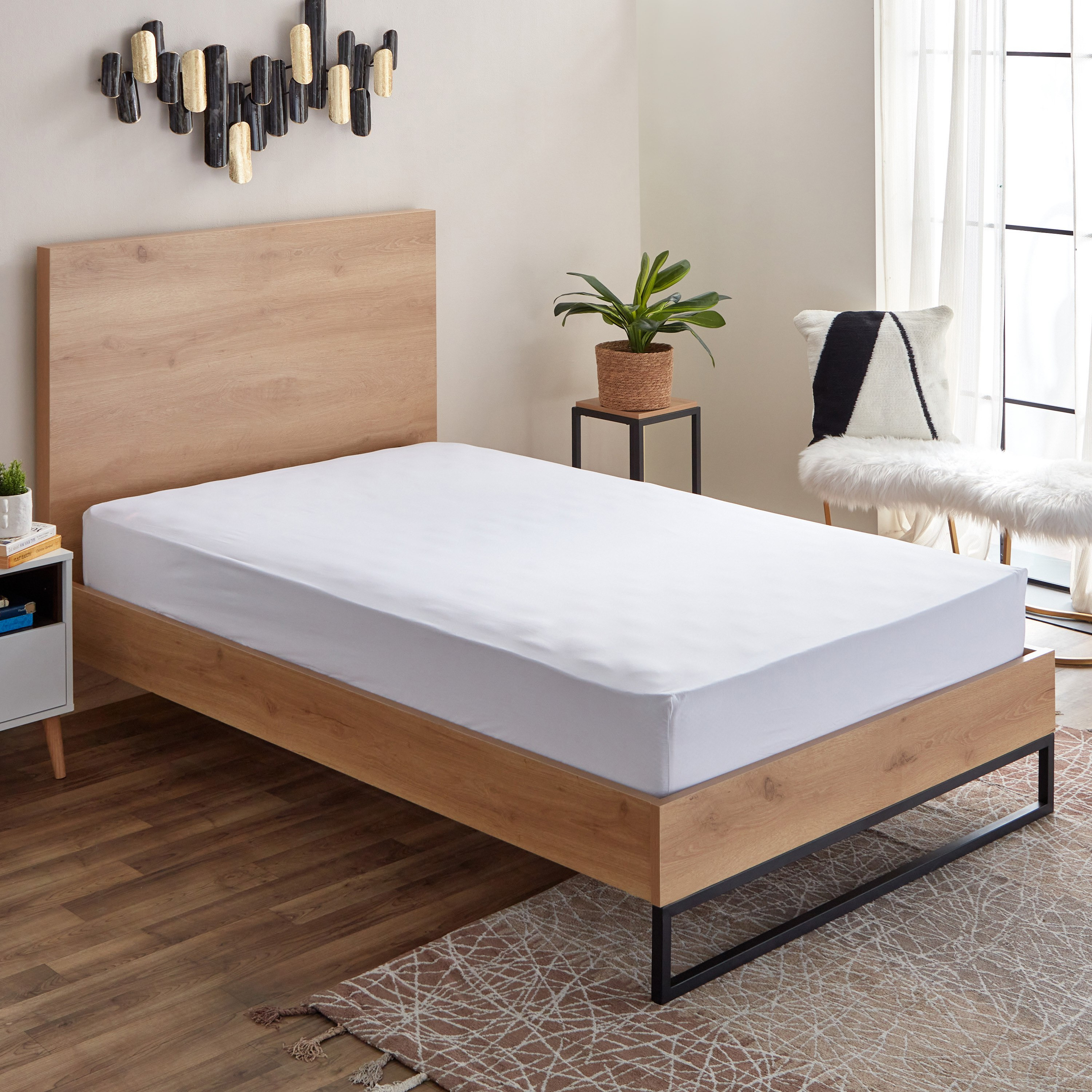 شرشف مطاطي فردي قطن بي سي أي من إسنشيال - 90x200+25 سم-hbxhomeware-hbxbedroom-image-1